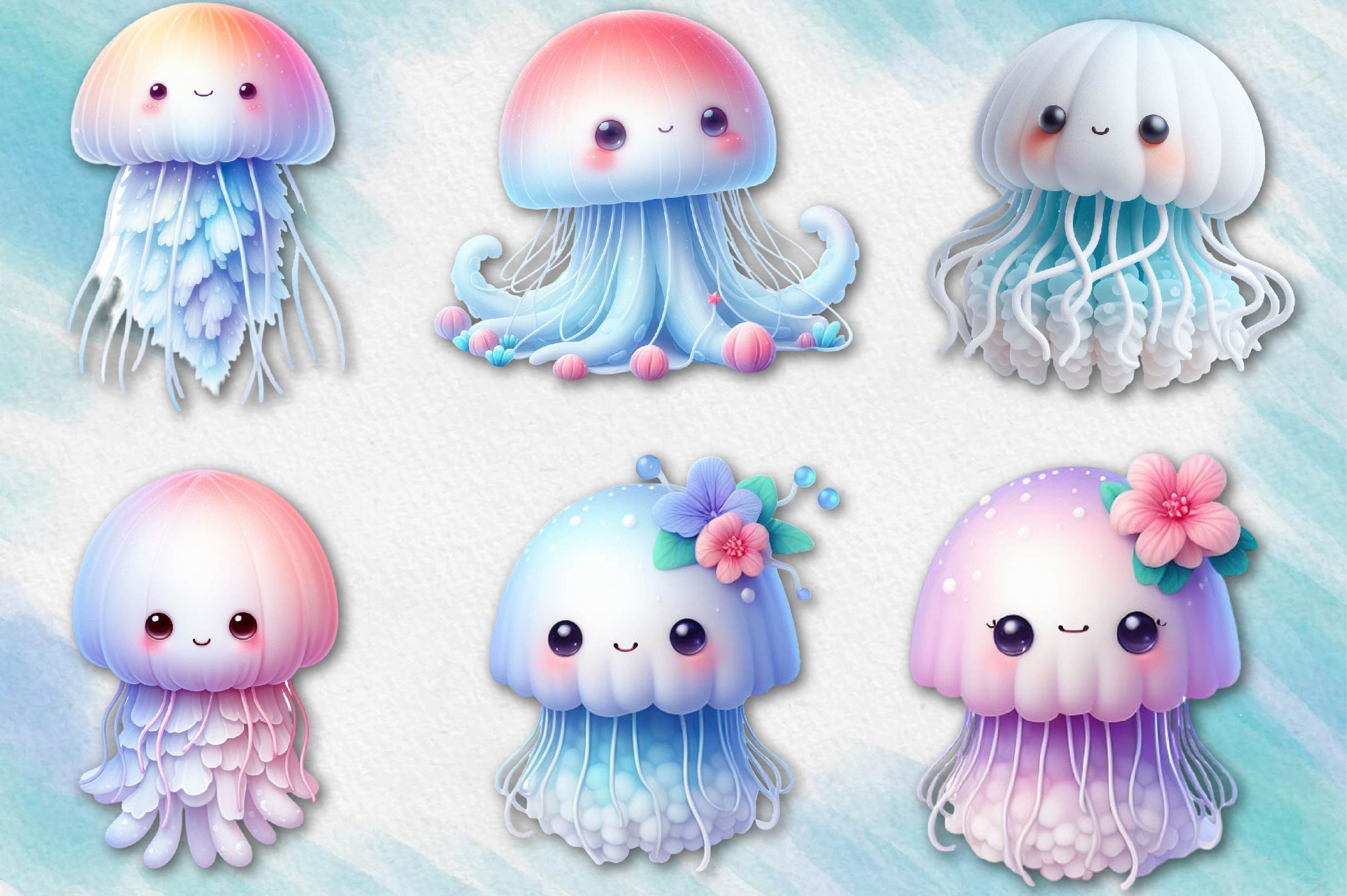 Sea Clip Art Part 13 Jellyfish Clipart Bundle
