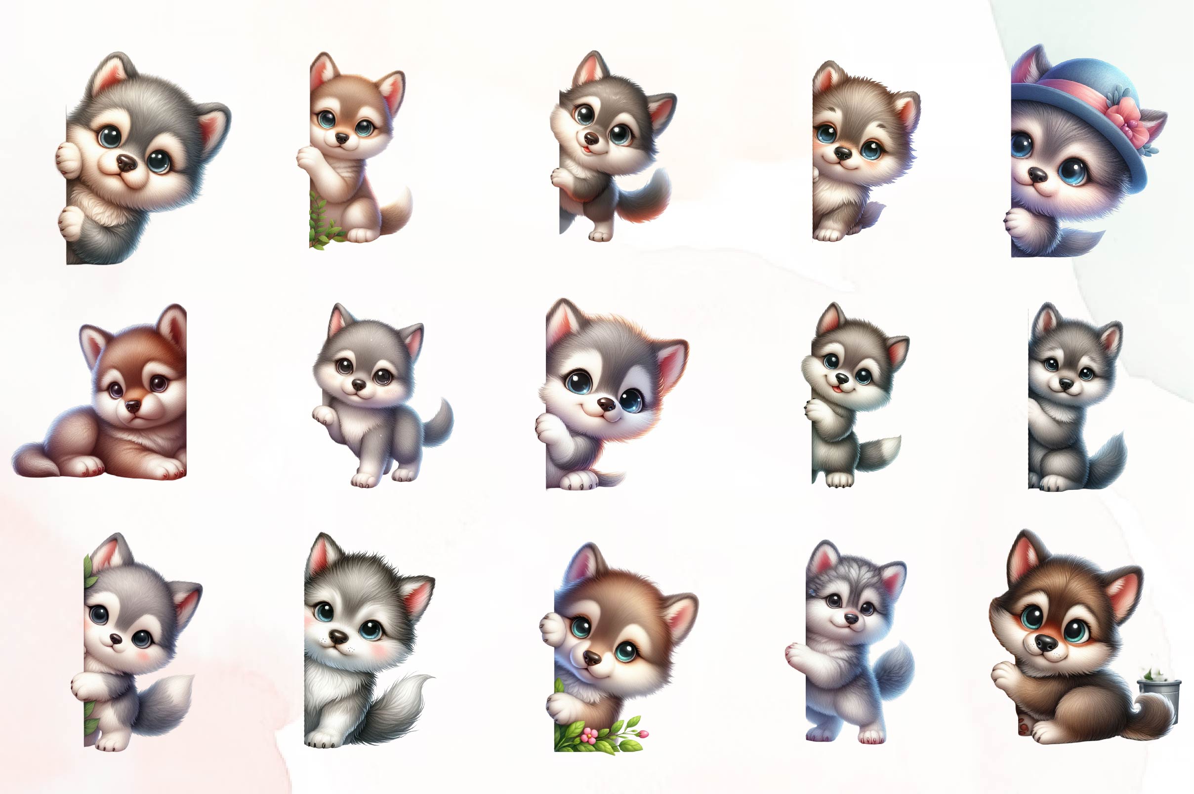 Fox Peeking Around Corner Clipart Bundle