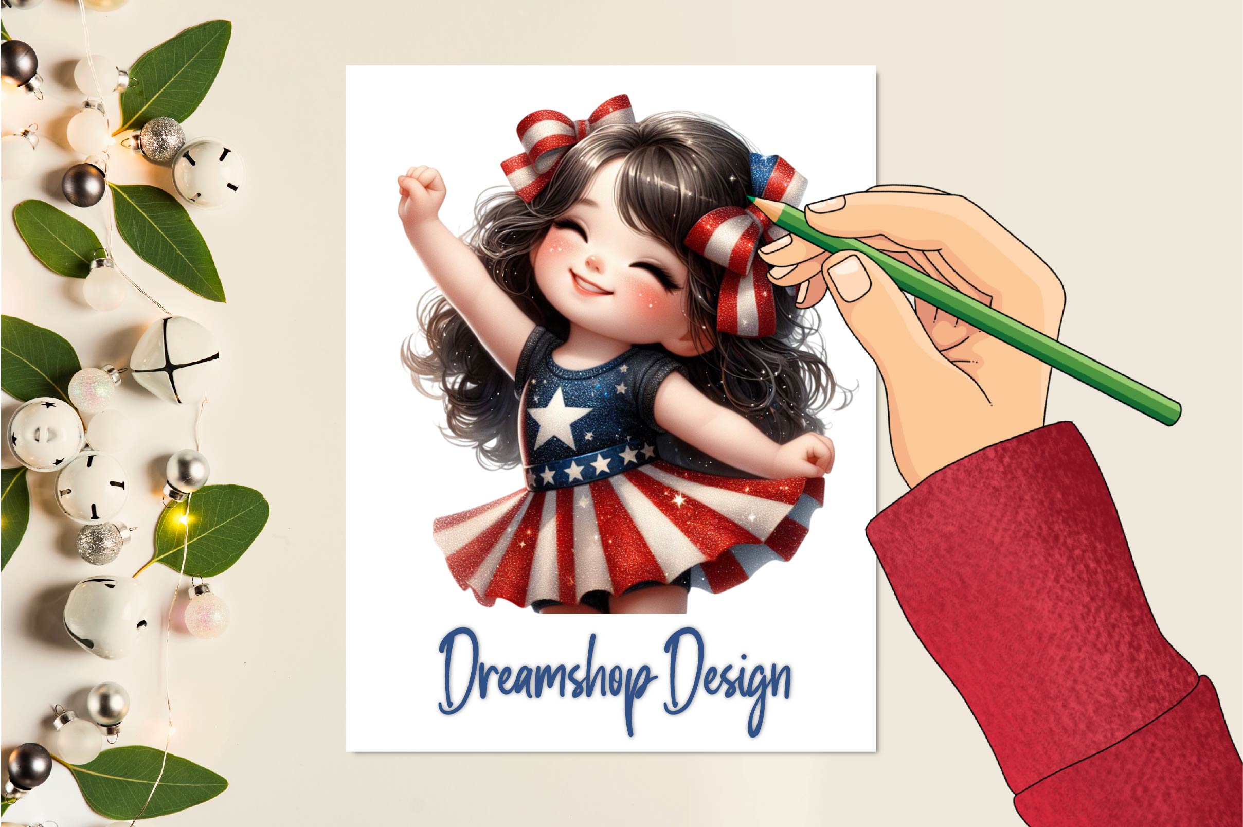 Cheerleader 4th Of July Clipart Bundle