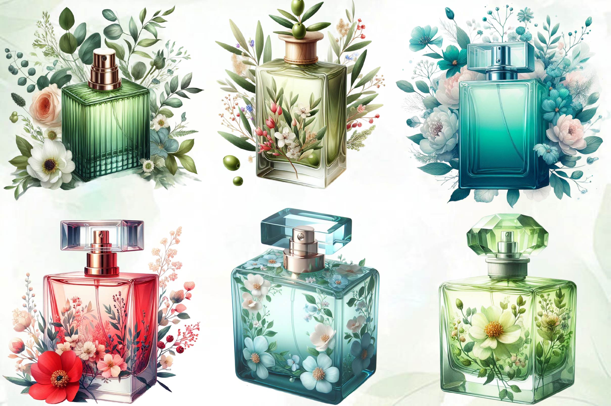 Floral Perfume Clipart Bundle