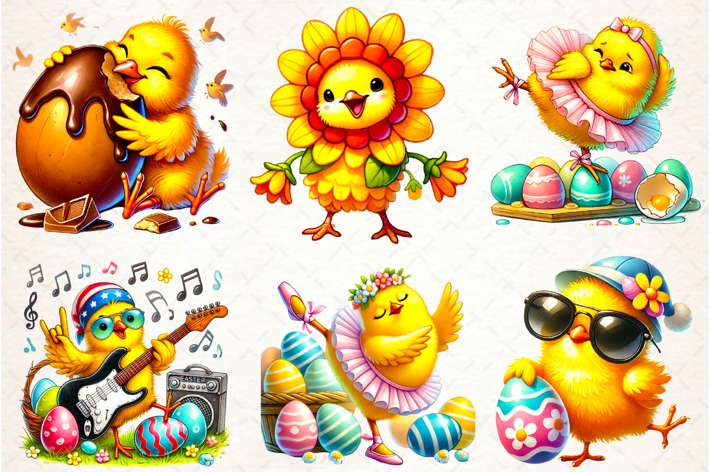Easter Funny Chick Clipart Bundle