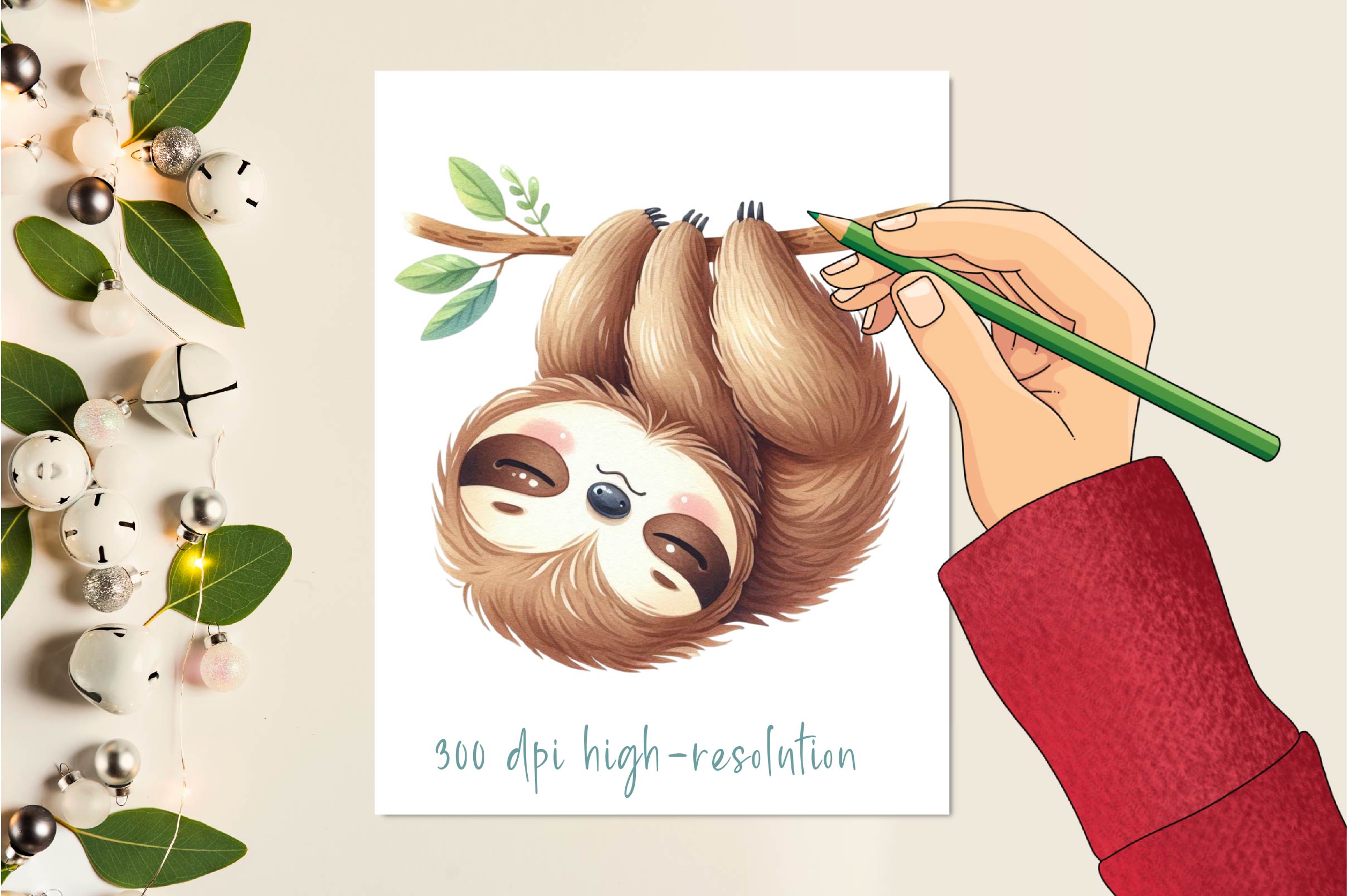 Sleepy Sloth Clipart Bundle