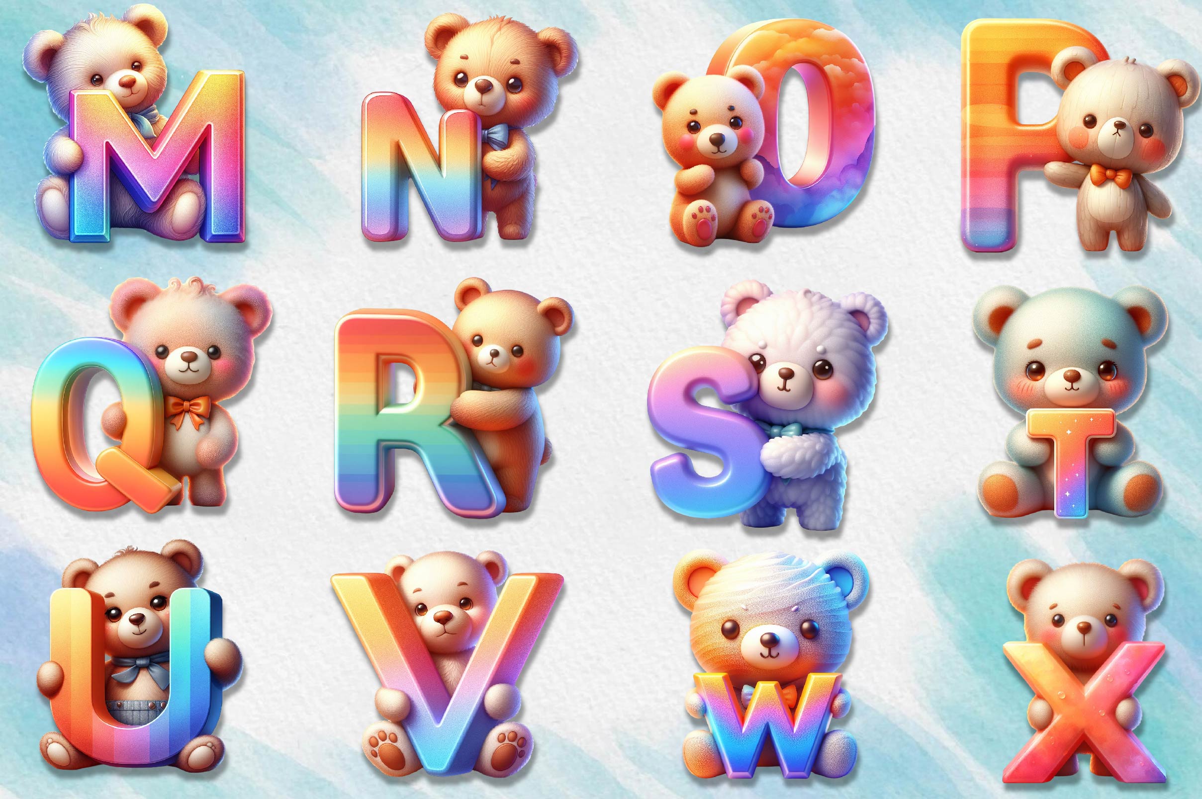 Teddy Bear Alphabet Clipart Bundle