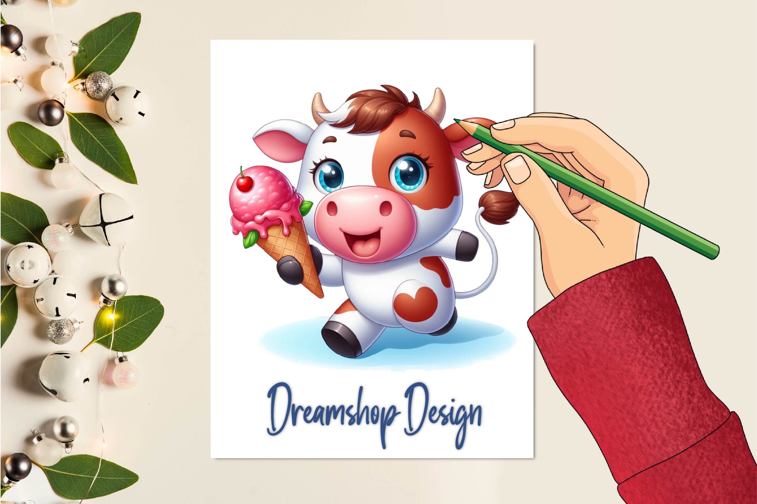 Funny Cow In Pool Party Clipart Bundle
