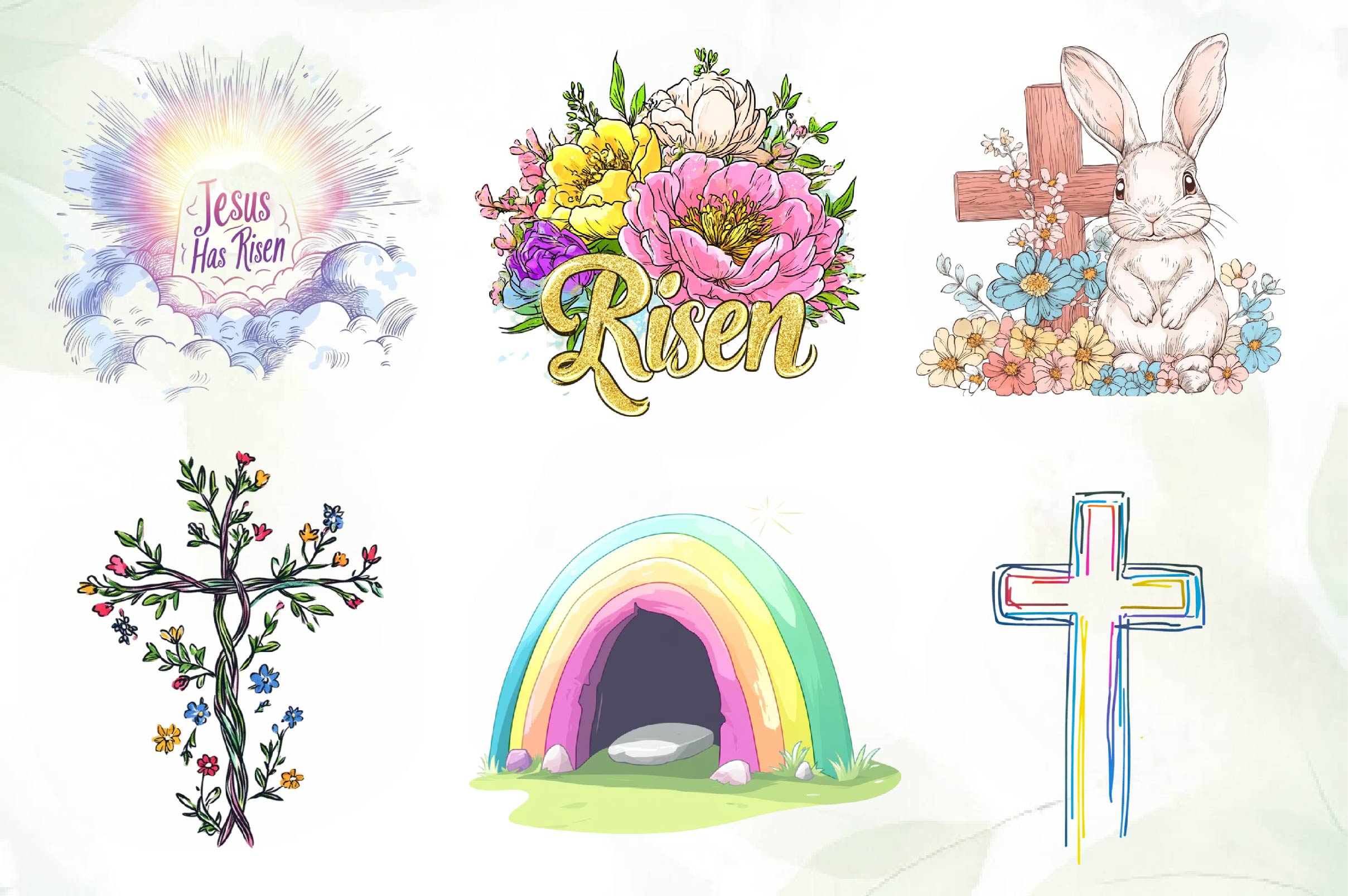 Cute Risen Easter Clipart Bundle