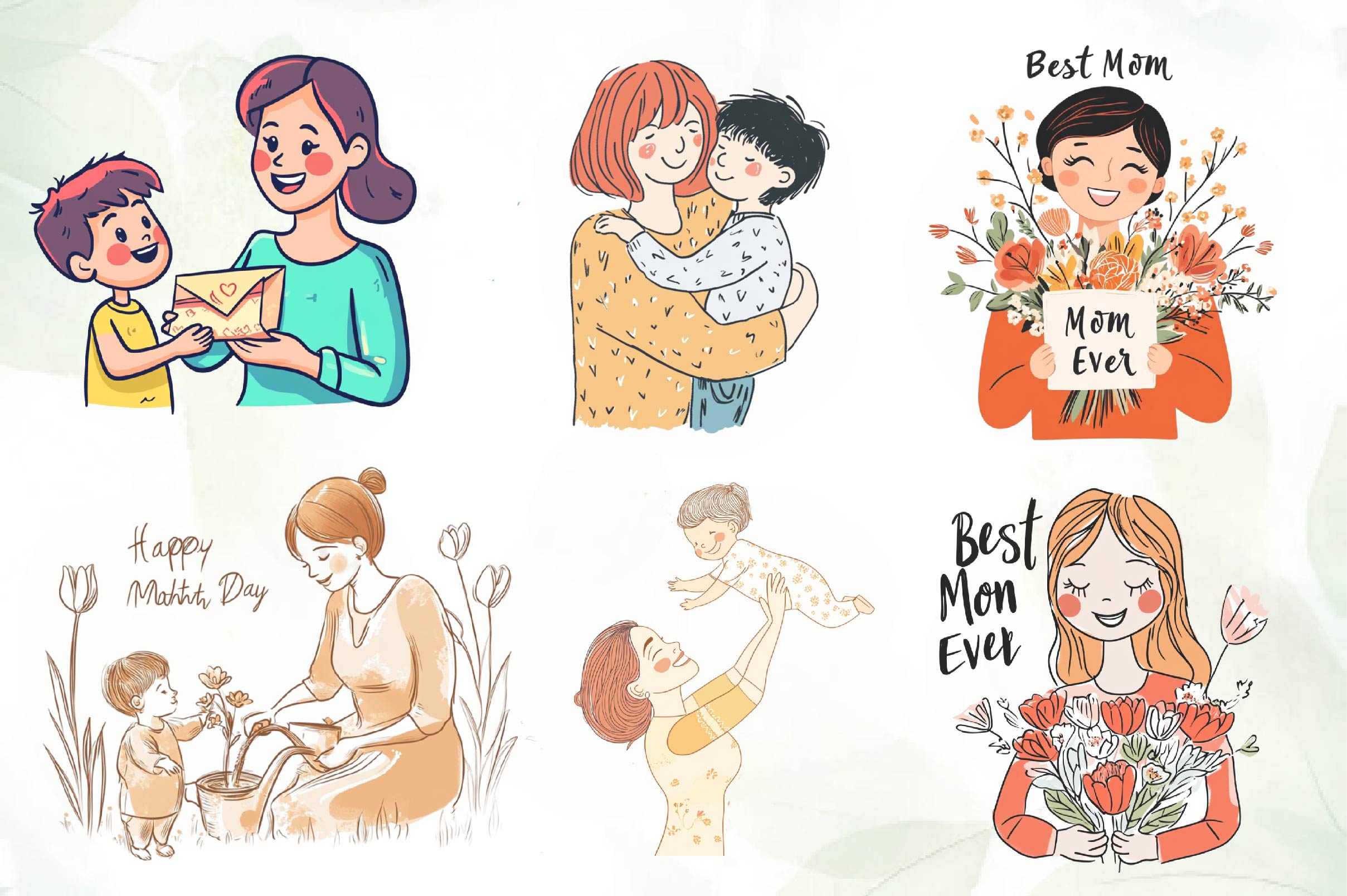 Happy Mothers Day Clipart Bundle