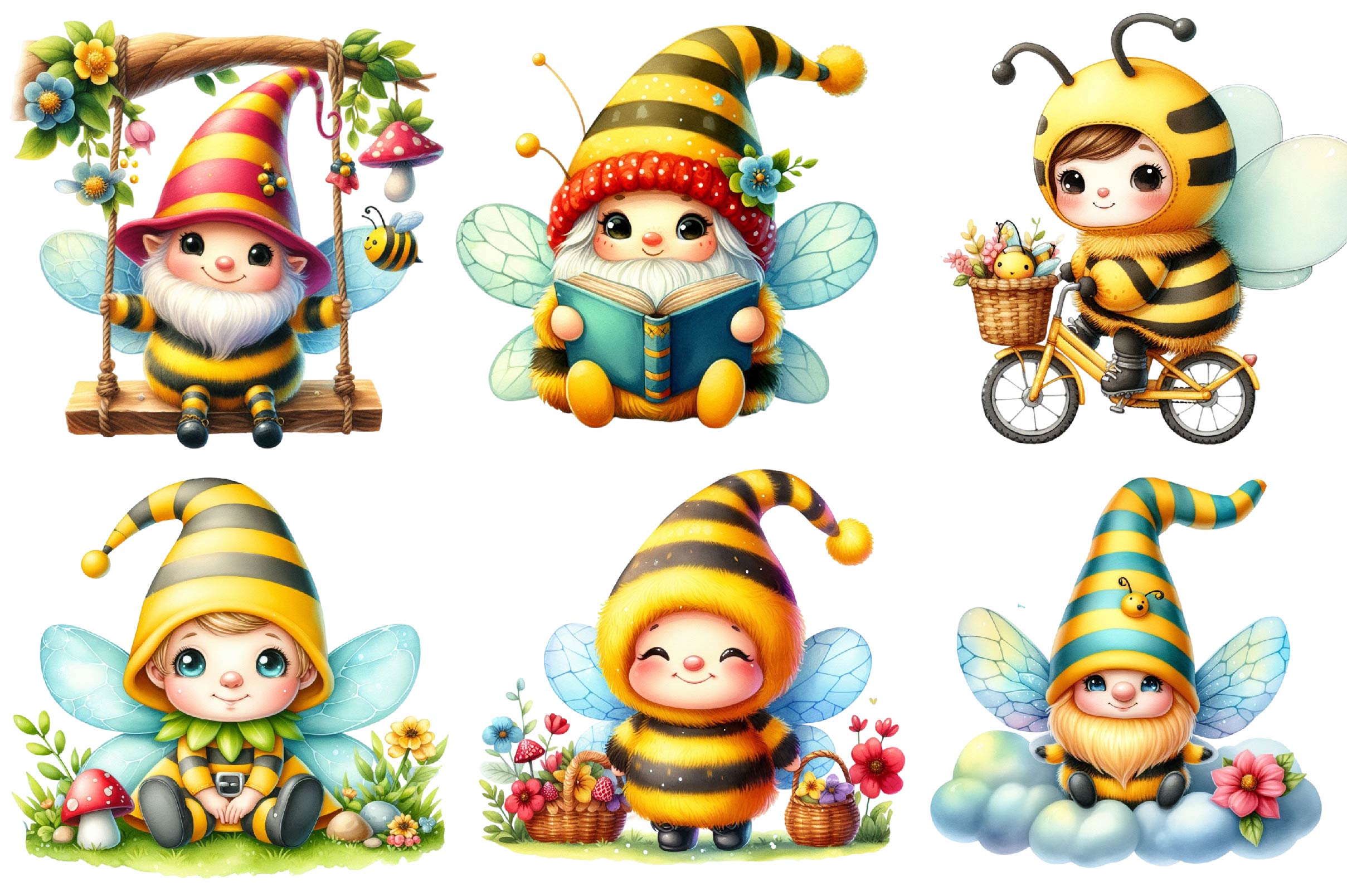 Bee Gnomes Clipart Bundle
