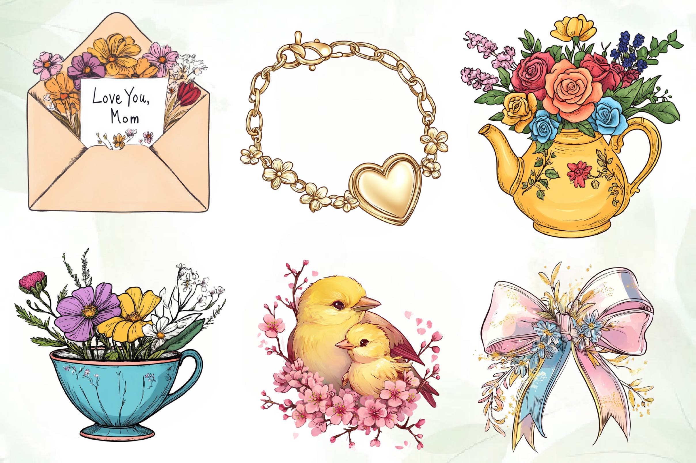 Floral Mothers Day Clipart Bundle 1