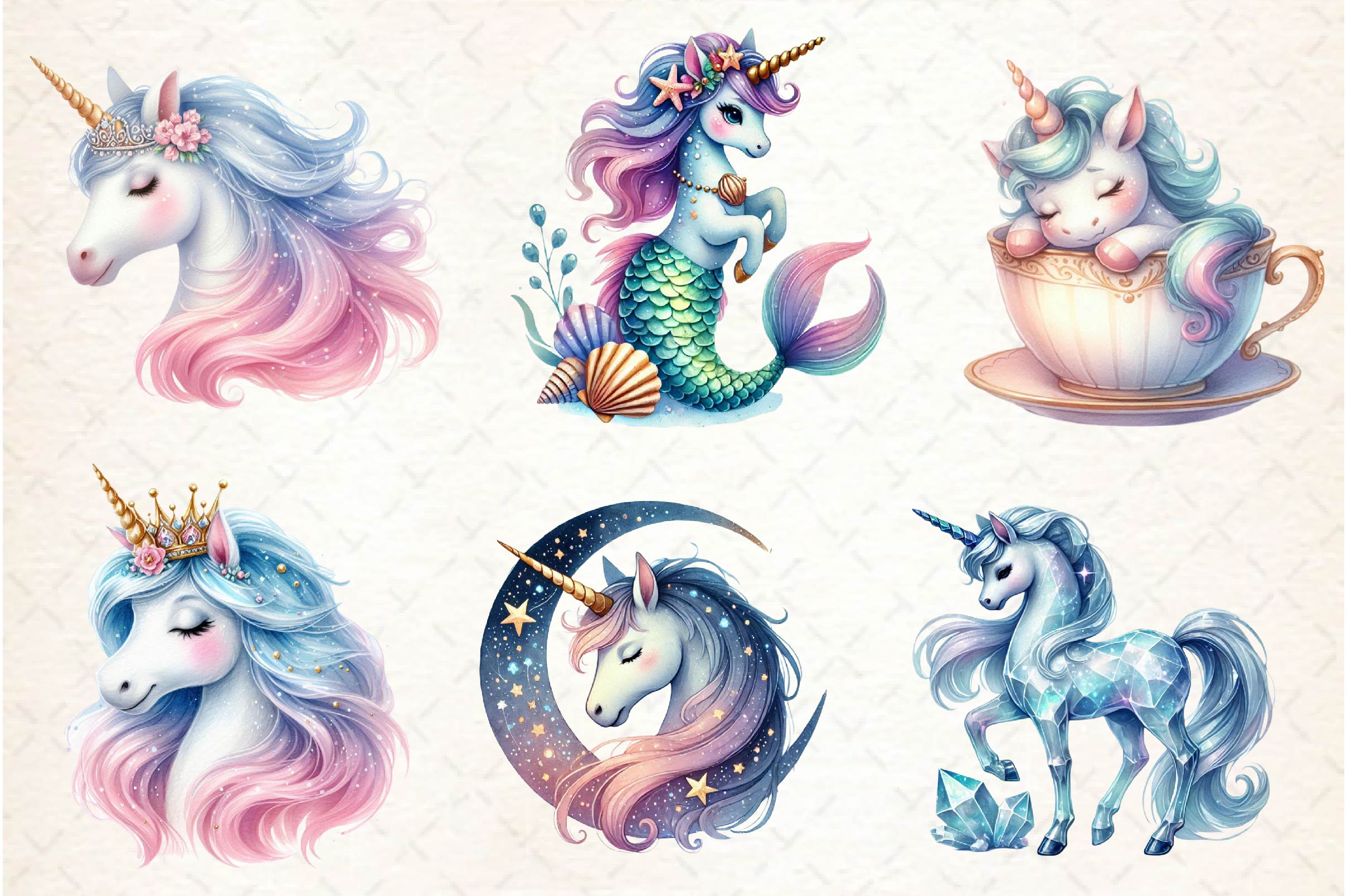 Fantasy Unicorn Clipart Bundle 1