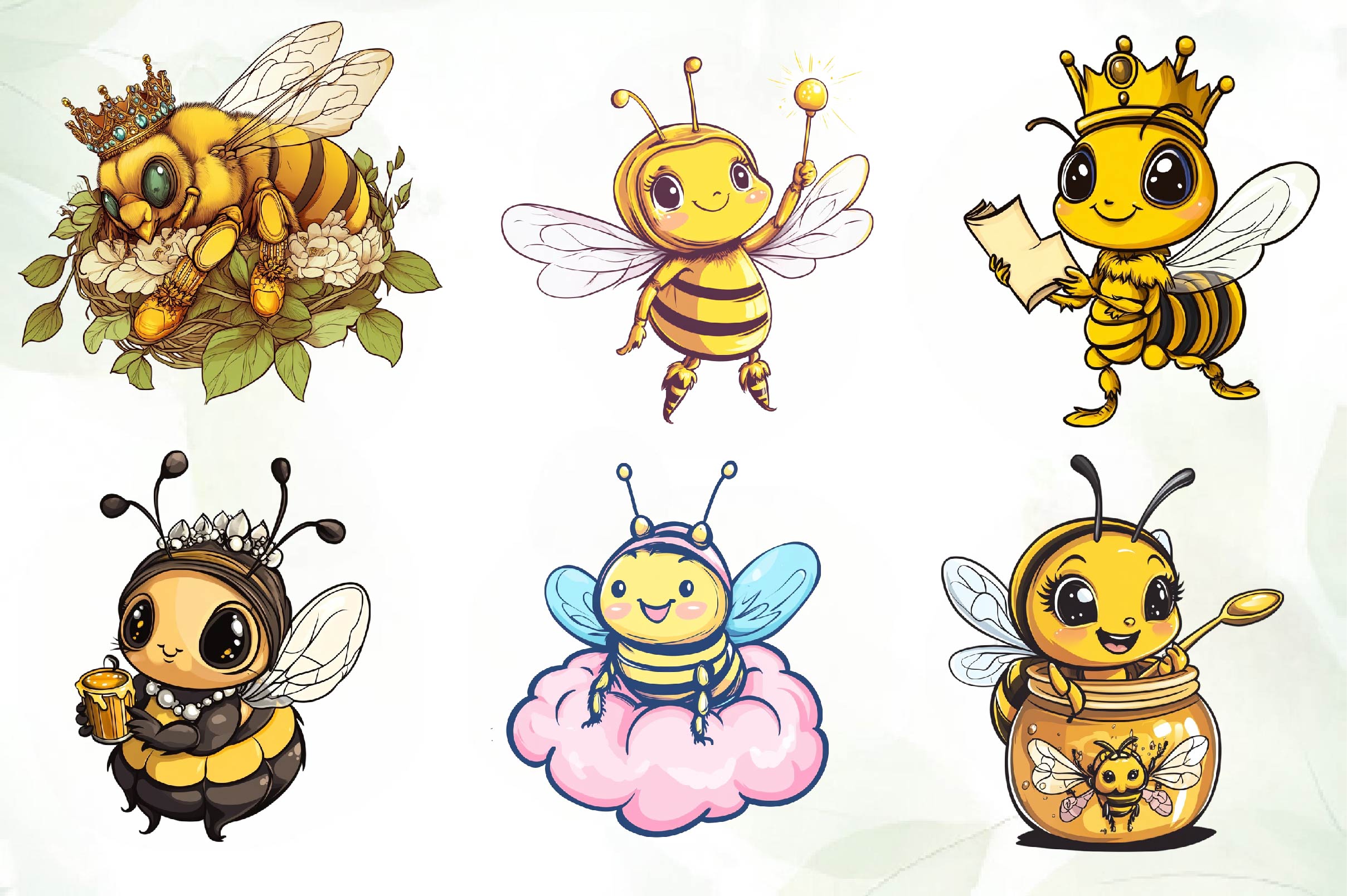 Cute Queen Bee Clipart Bundle
