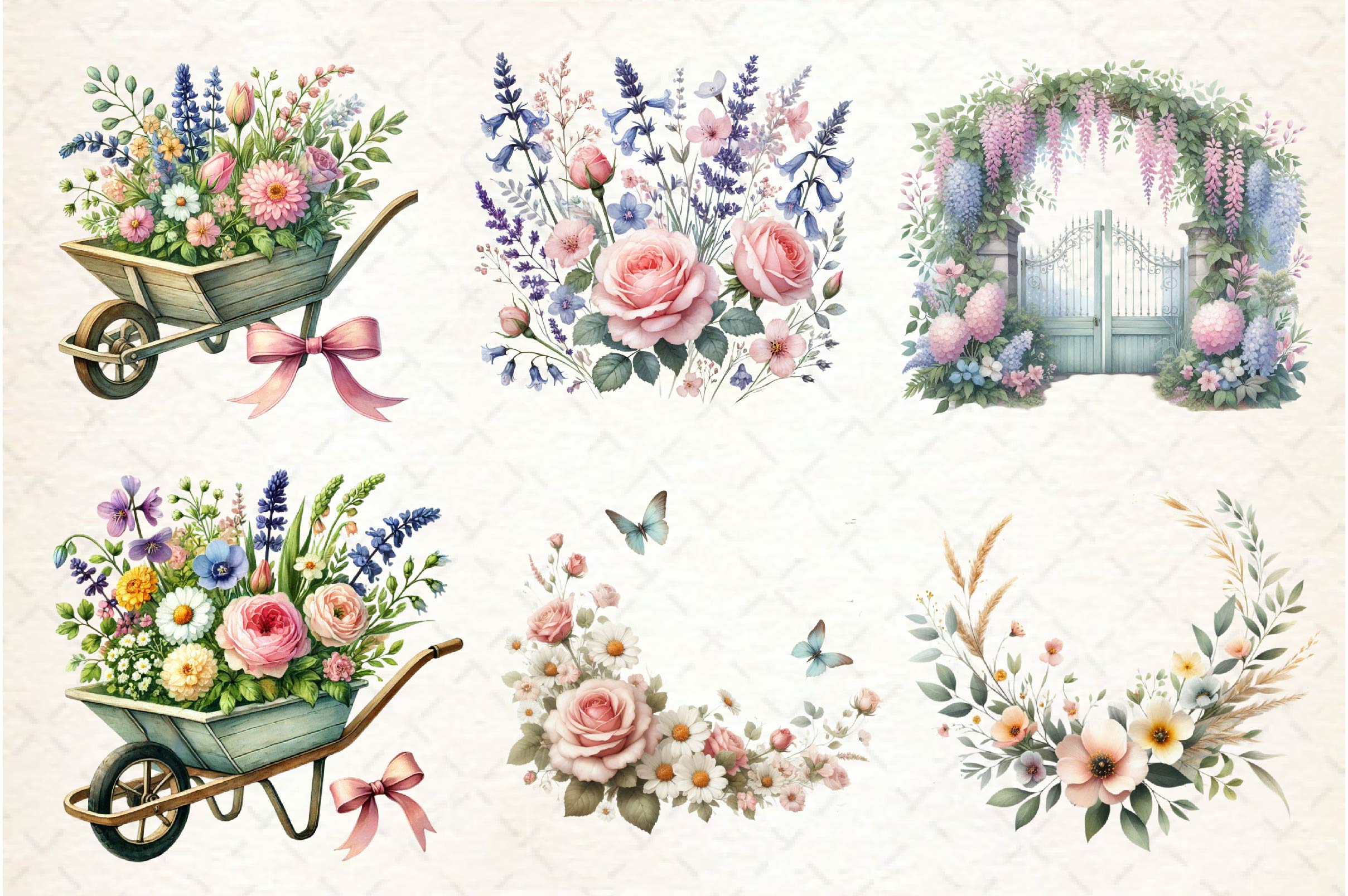 Spring Flower Garden Clipart Bundle
