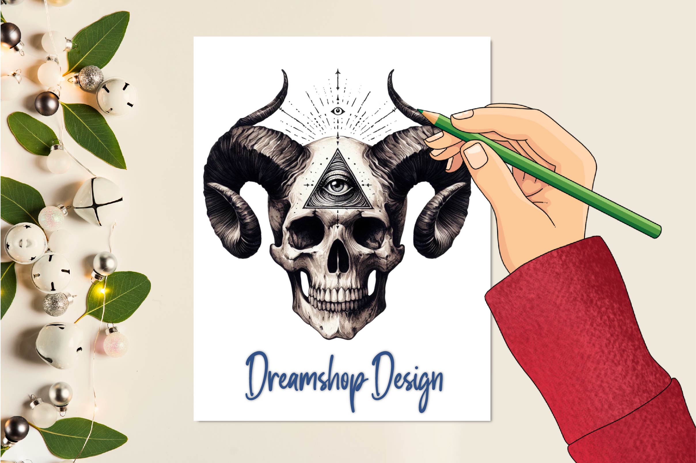 Skull With Horns Clipart Bundle 1