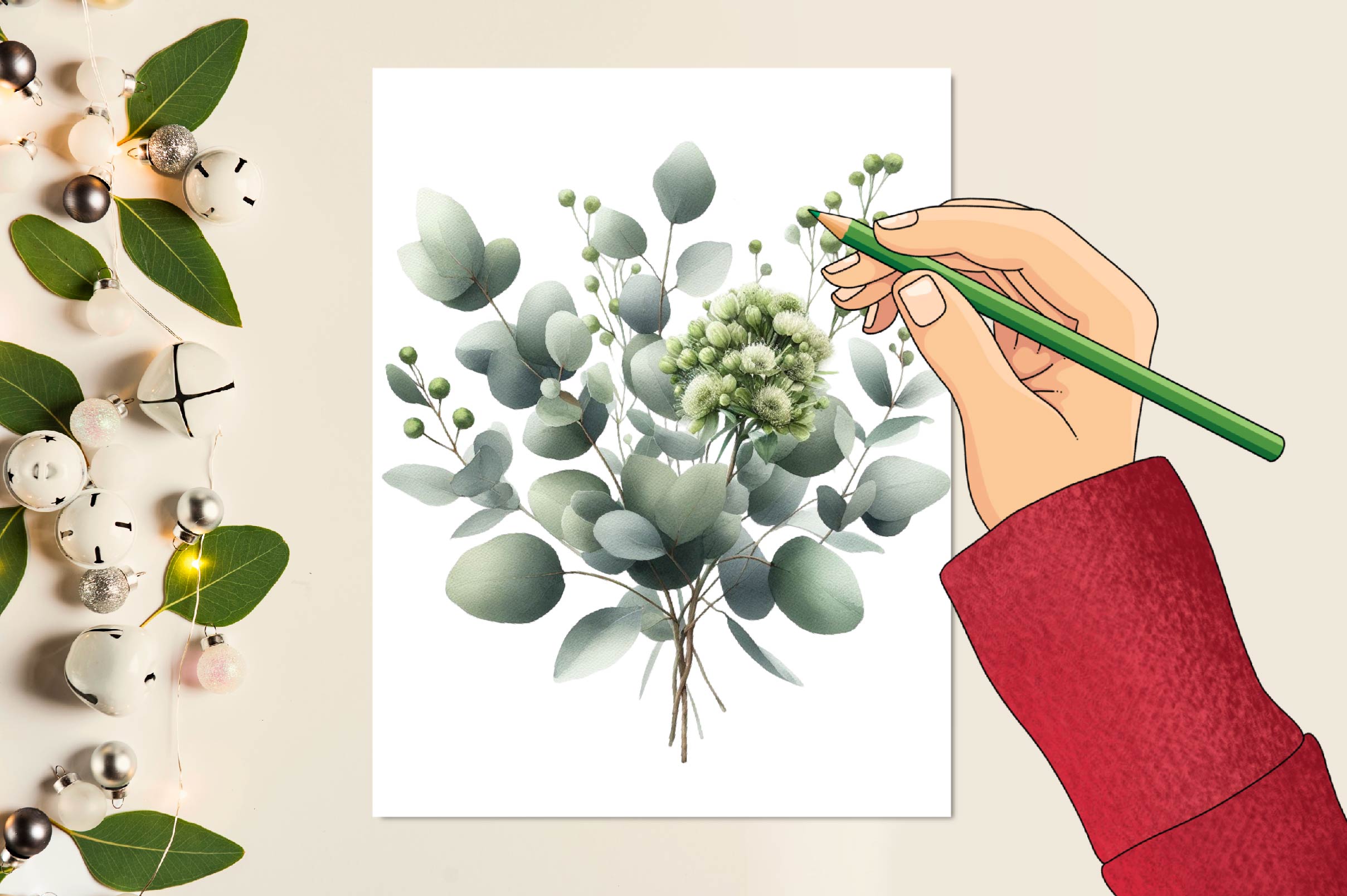 Greenery Bouquets Eucalyptus Clipart Bundle 1