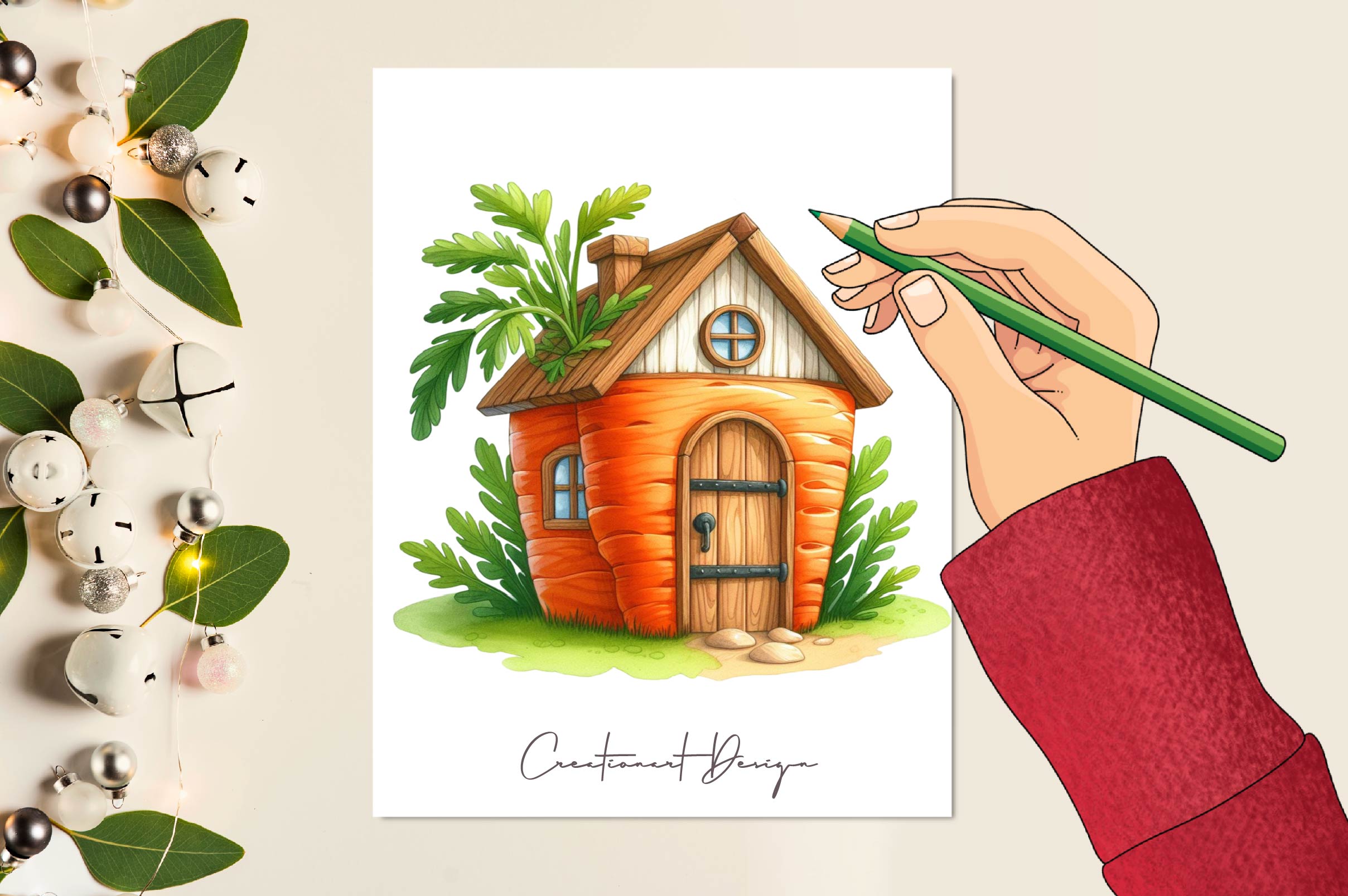 Easter Carrot House Clipart Bundle