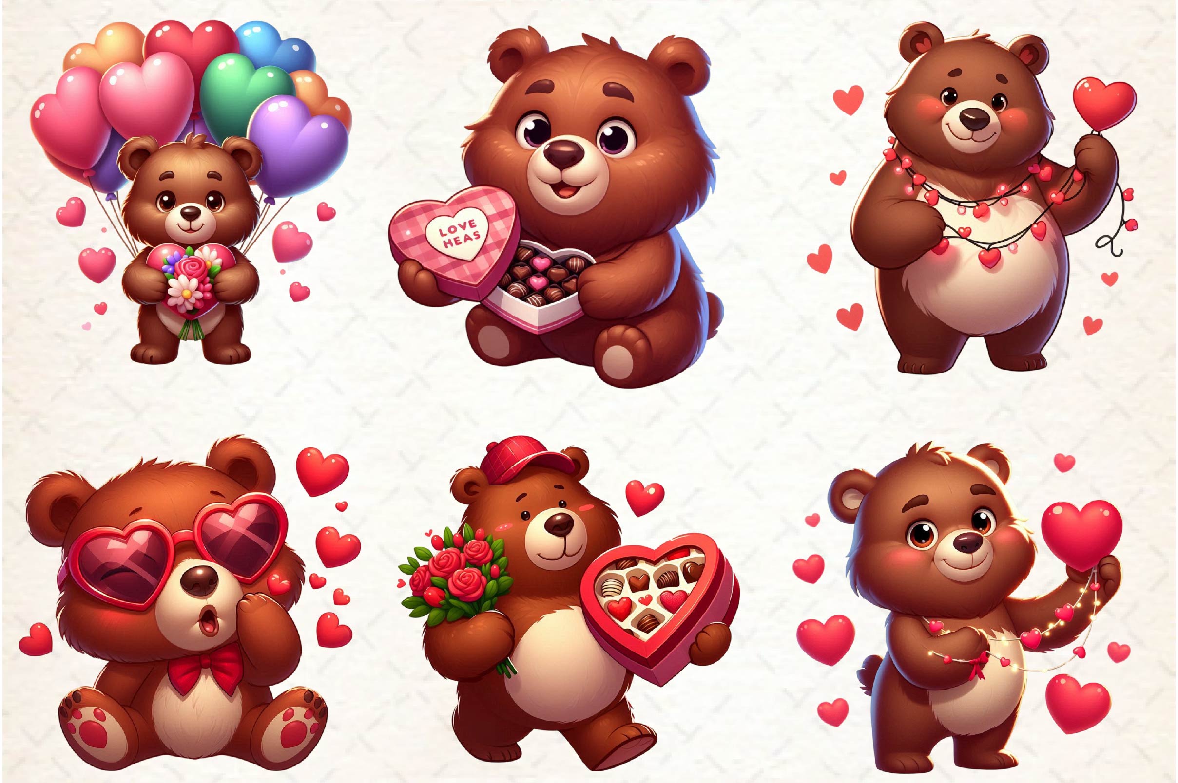 Valentine's Day Love Bear Clipart Bundle
