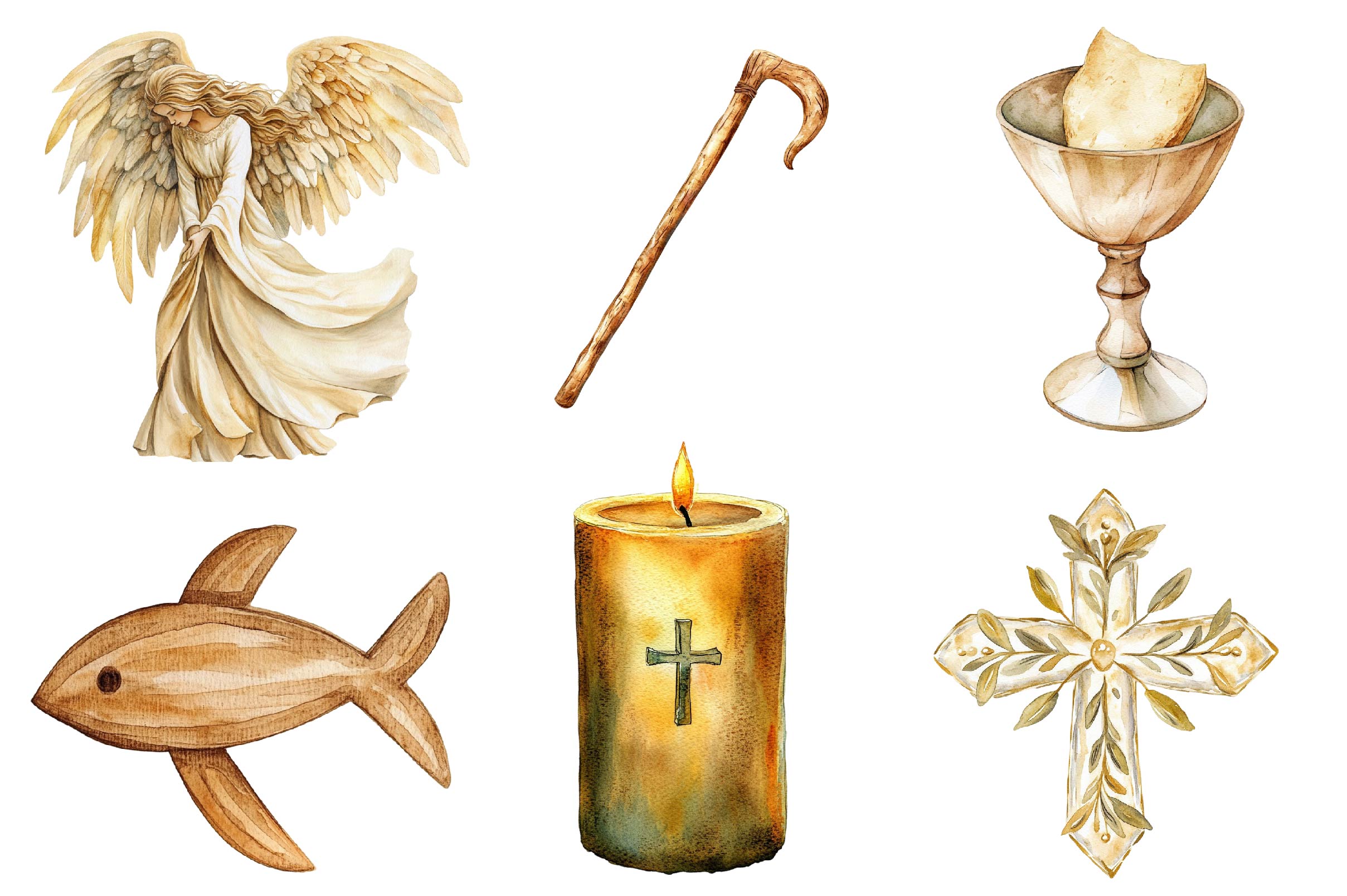 Beige Christian Easter Clipart Bundle