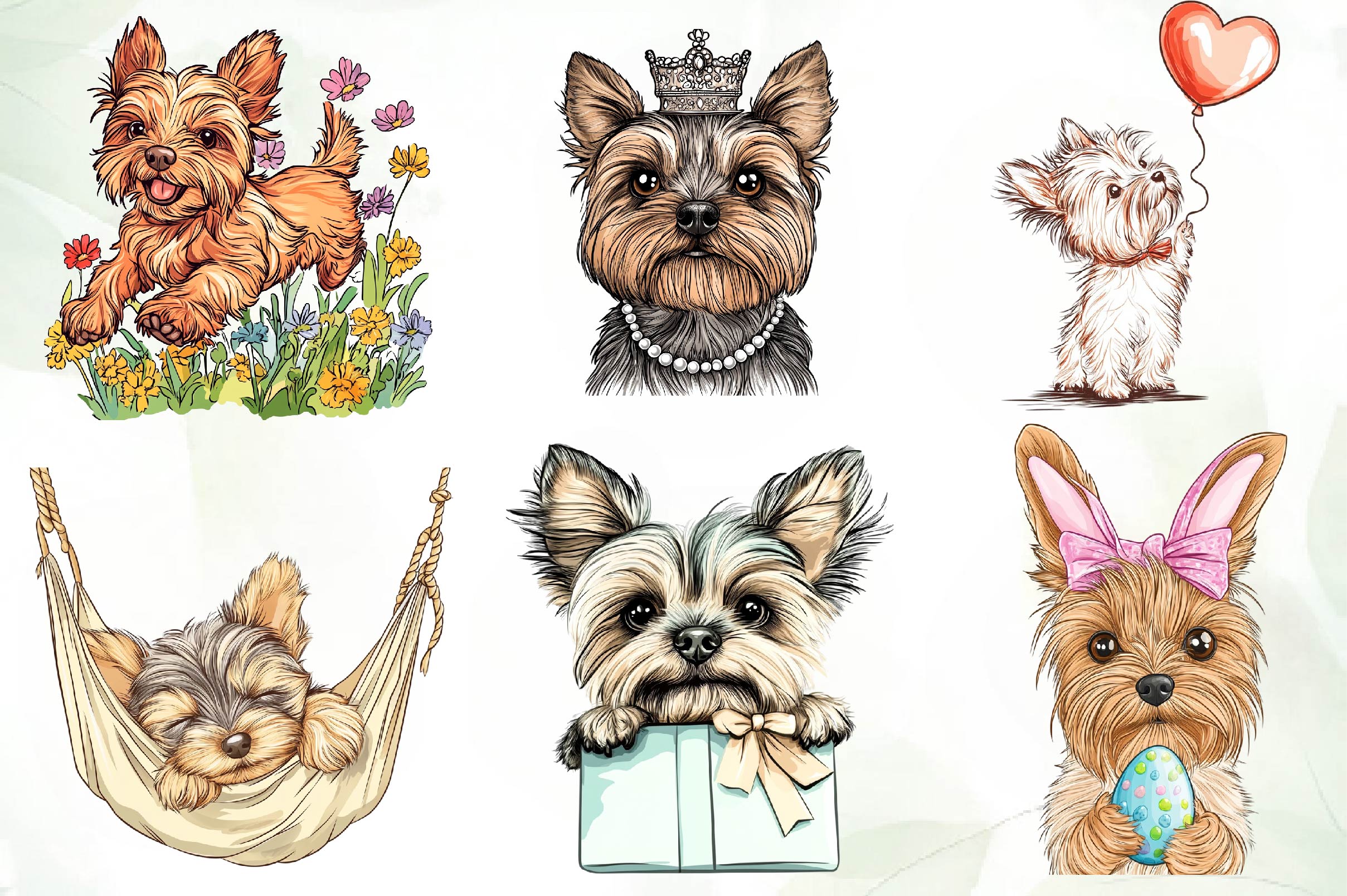 Cute Yorkshire Terrier Clipart Bundle