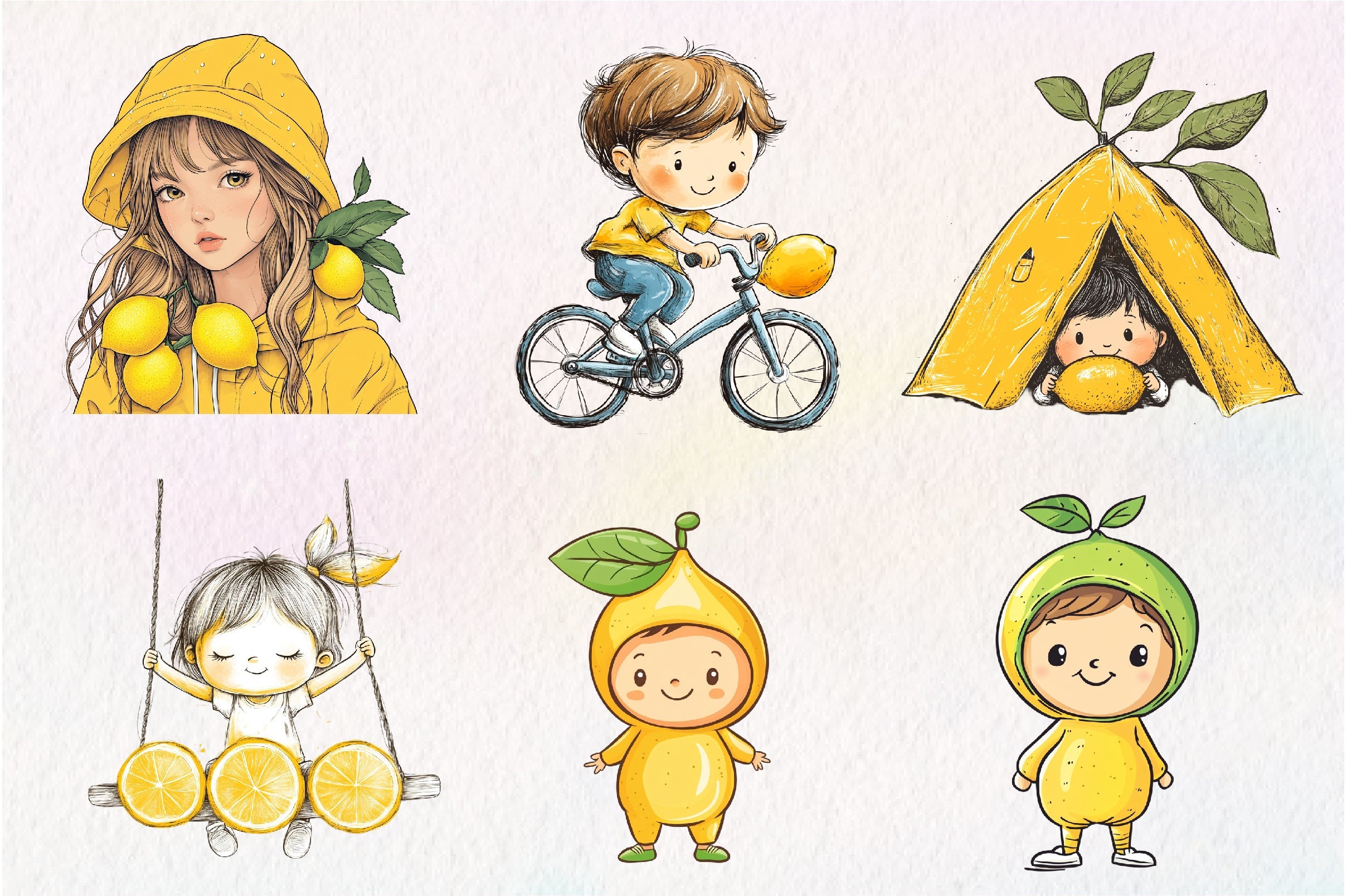 Lemon Kid Clipart Bundle