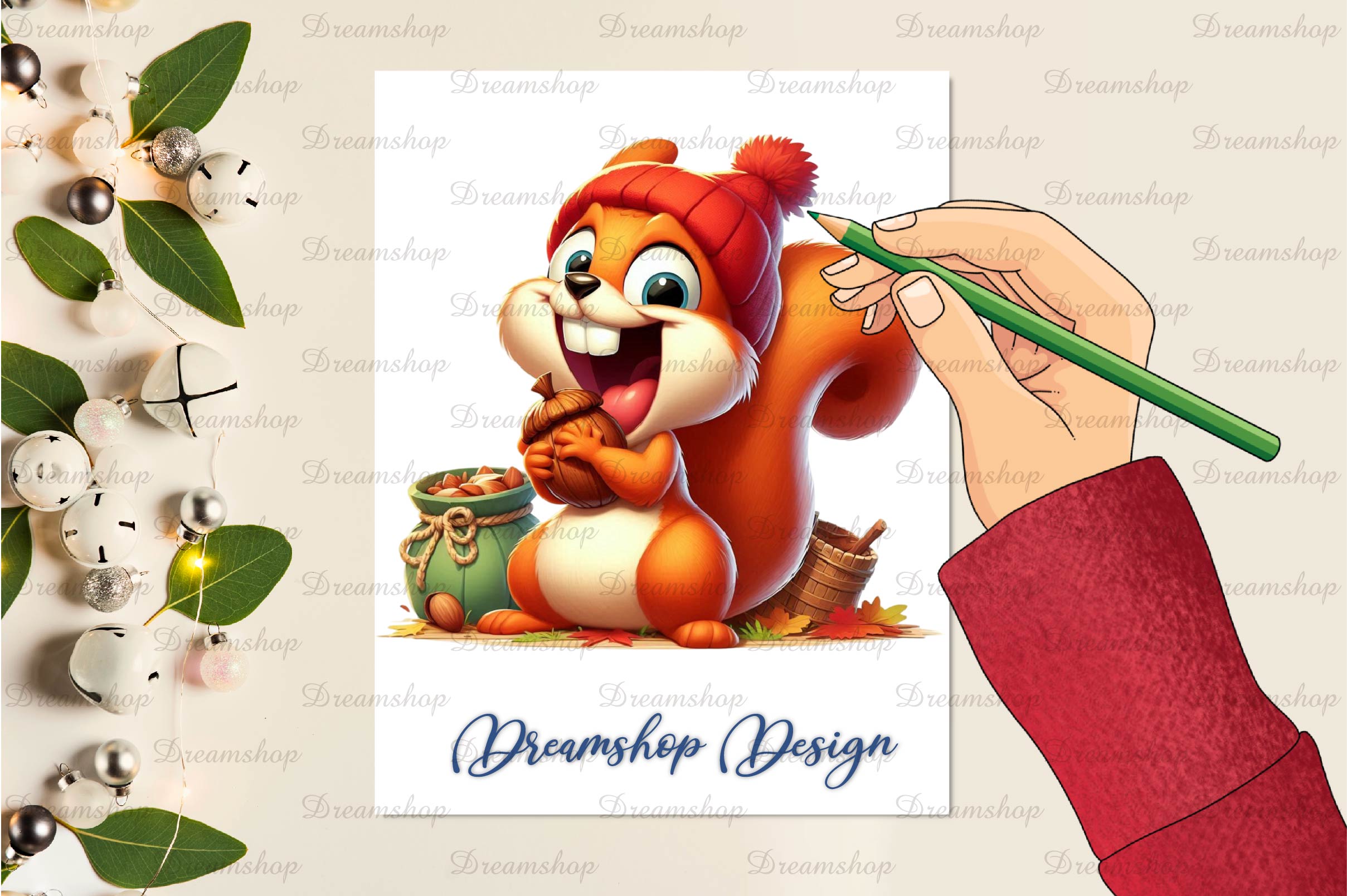 Autumn Funny Squirrel Clipart Bundle