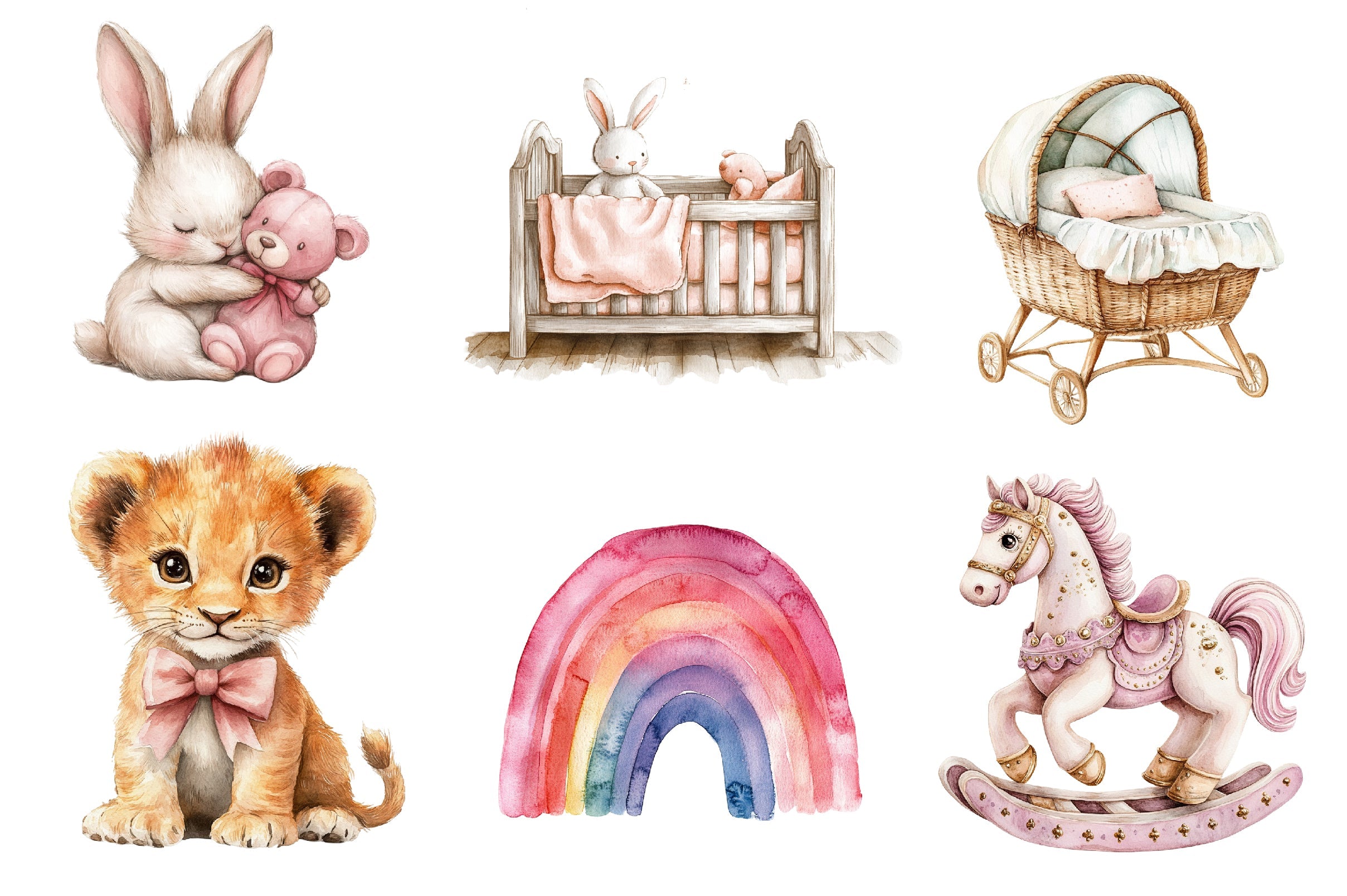 Pink Baby Girl Nursery Clipart Bundle 1