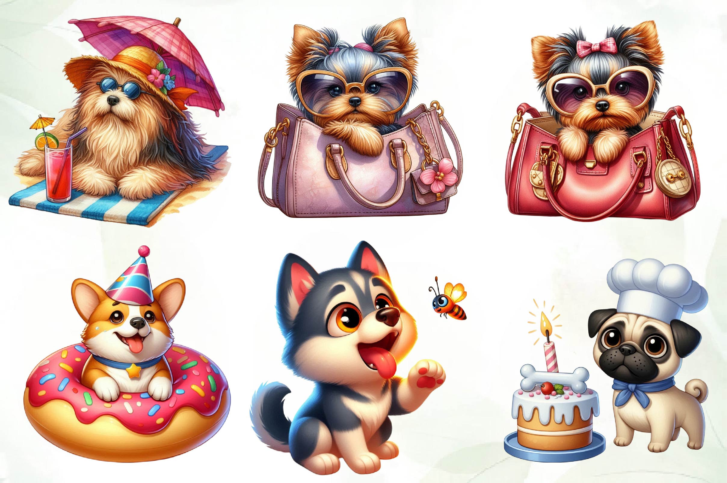 Quirky Funny Dog Clipart Bundle