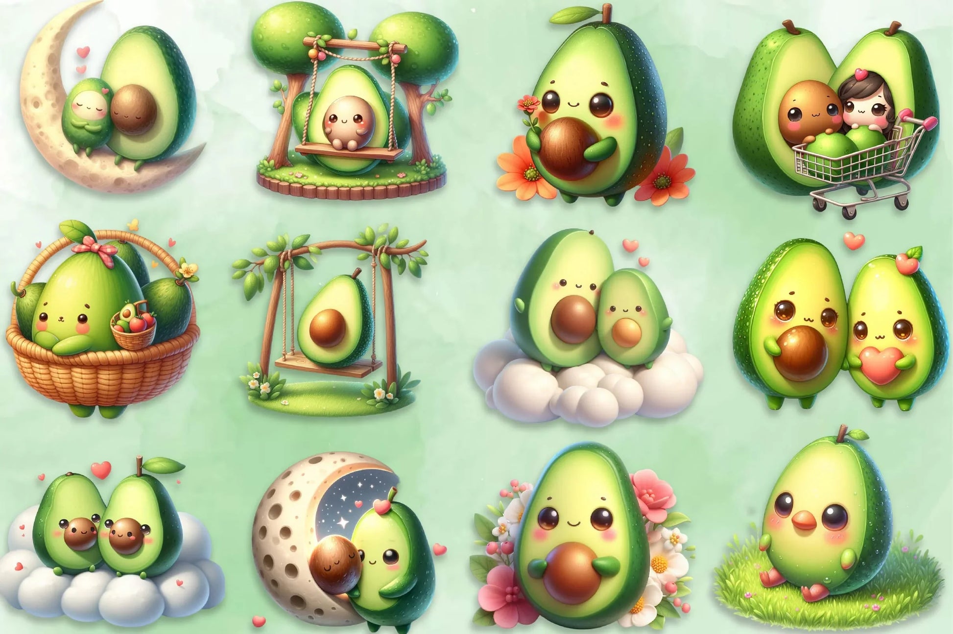 Avocuddle Couple Clipart Bundle - CraftNest - Digital Crafting and Art