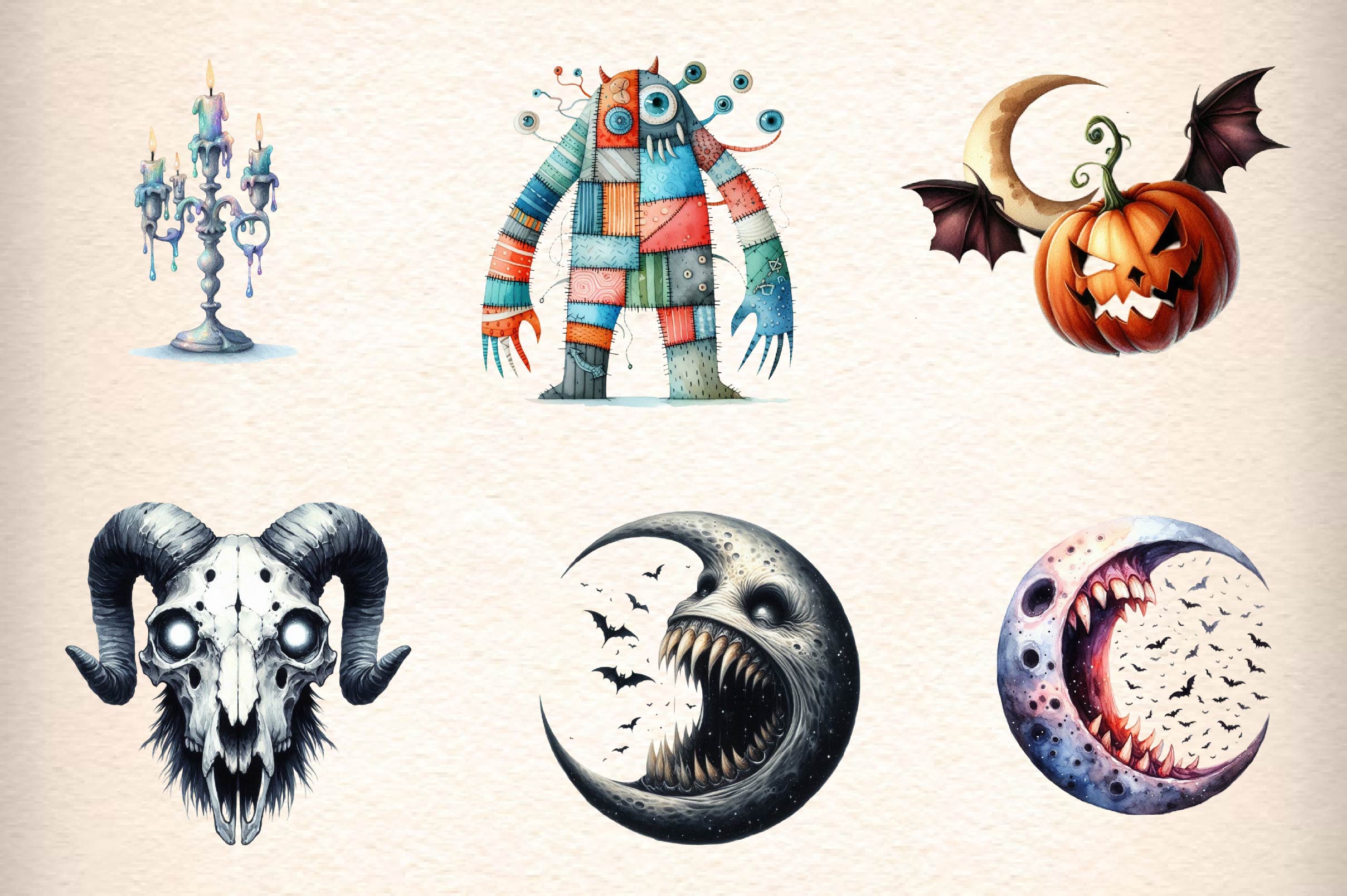 Weird Halloween Clipart Bundle