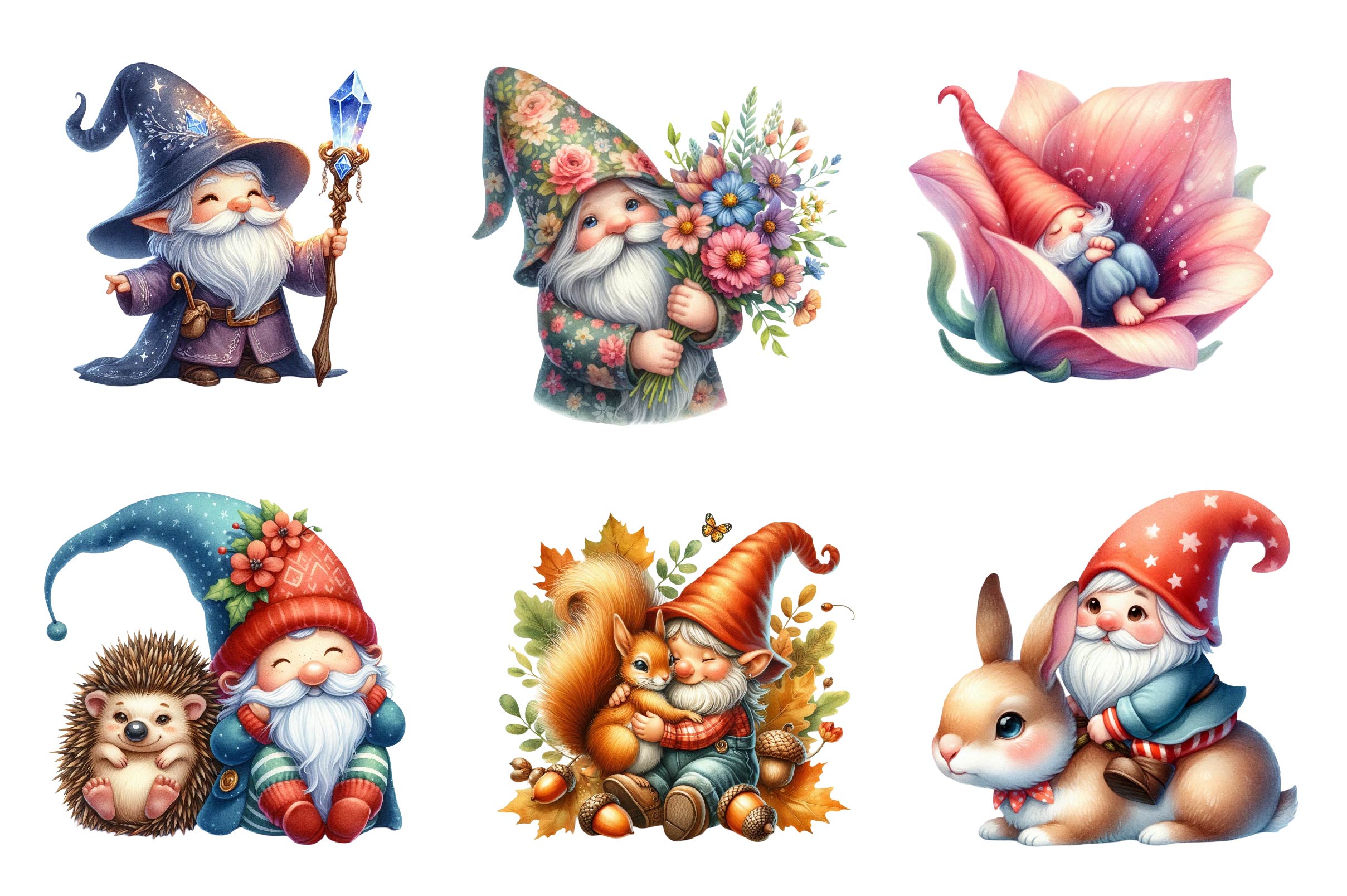 Garden Gnomes Collection Clipart Bundle