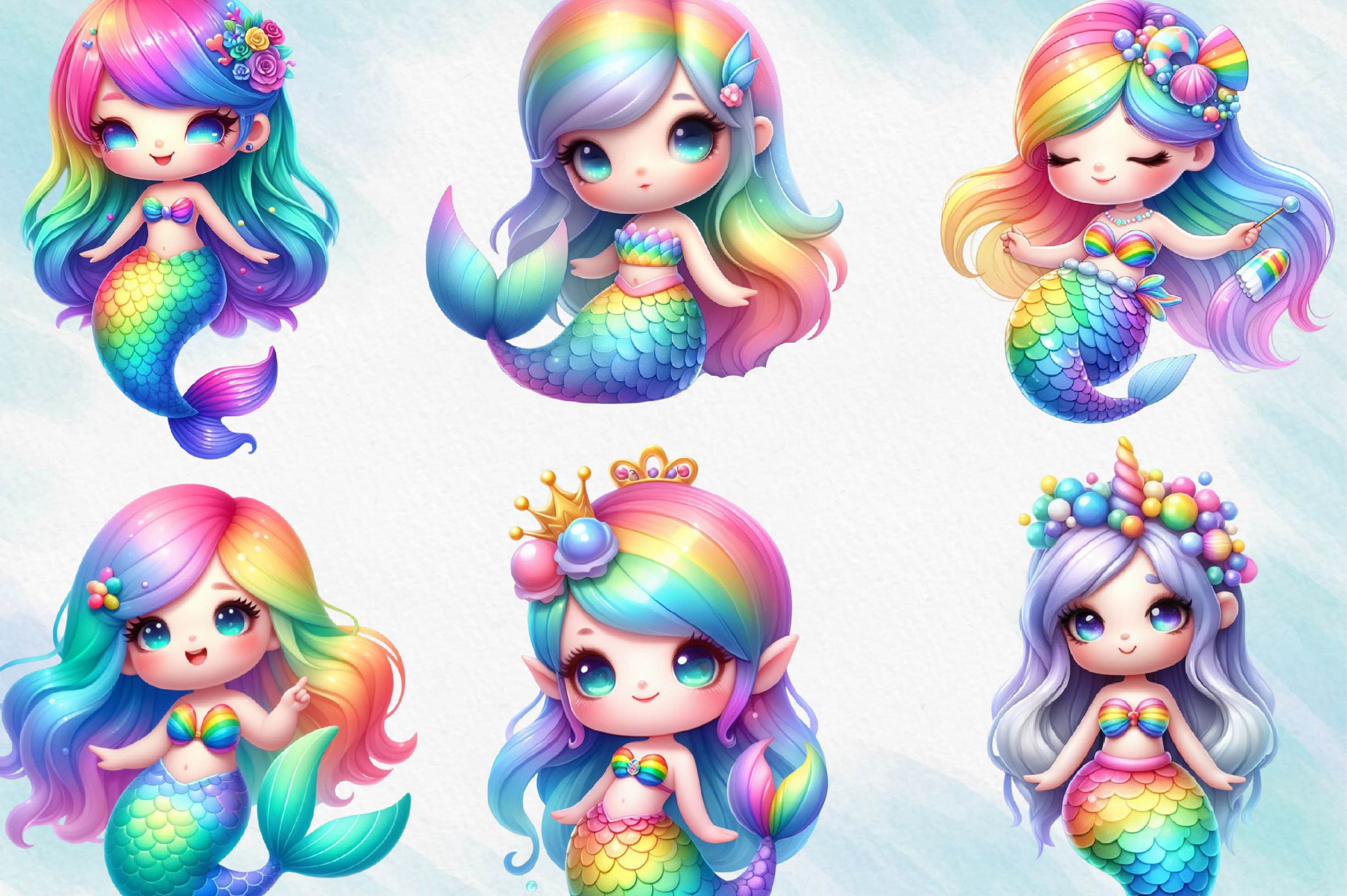 Cute Mermaid Clipart Bundle