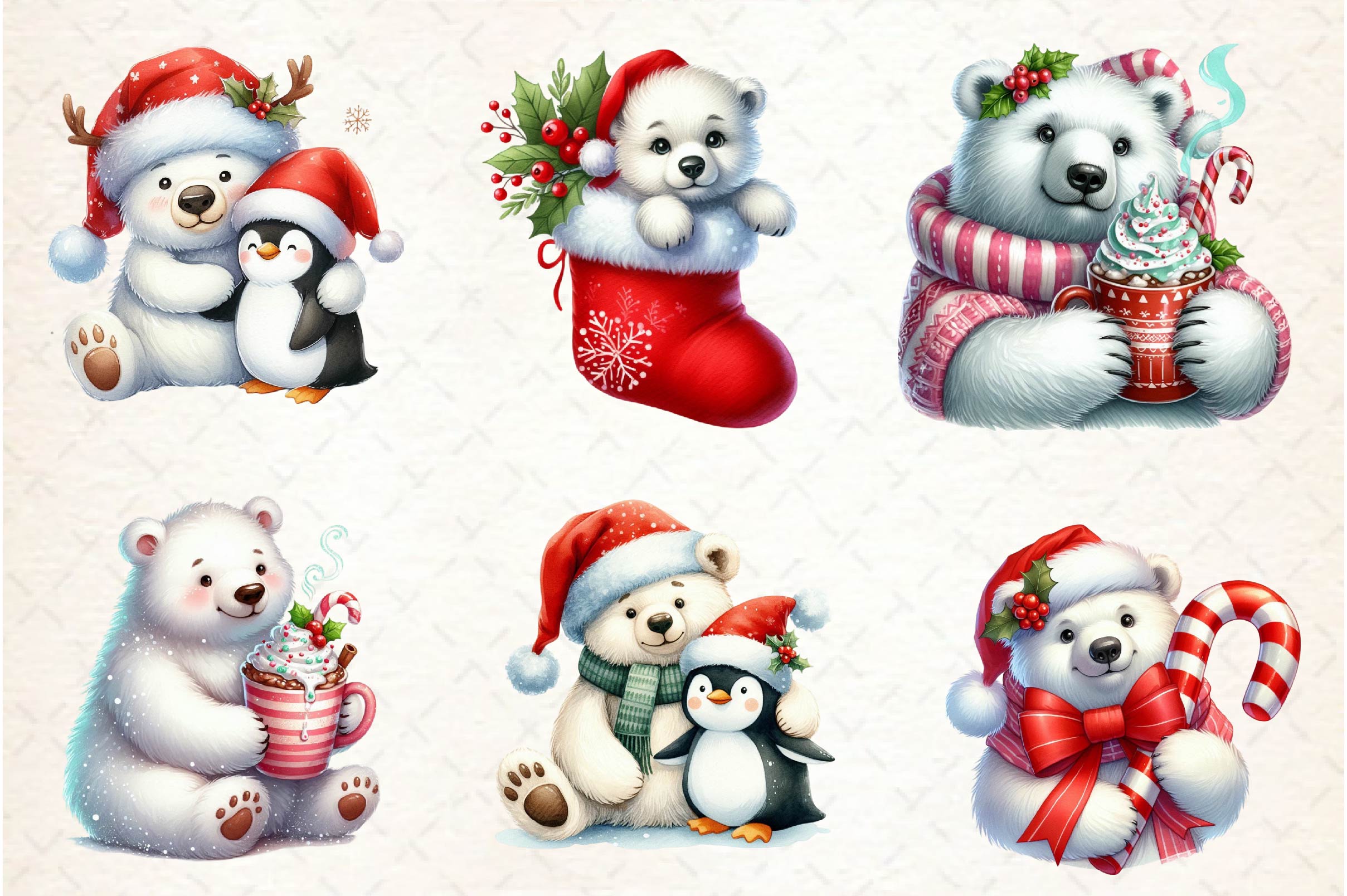 Christmas Polar Bears Clipart Bundle