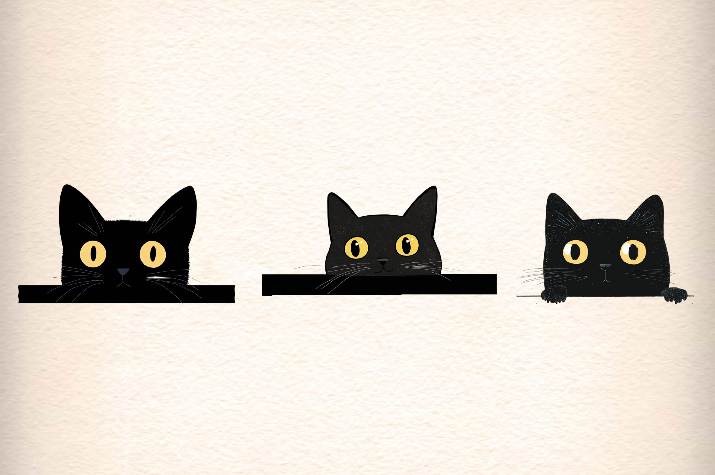 Black Cat Peeking Graphics Clipart Bundle