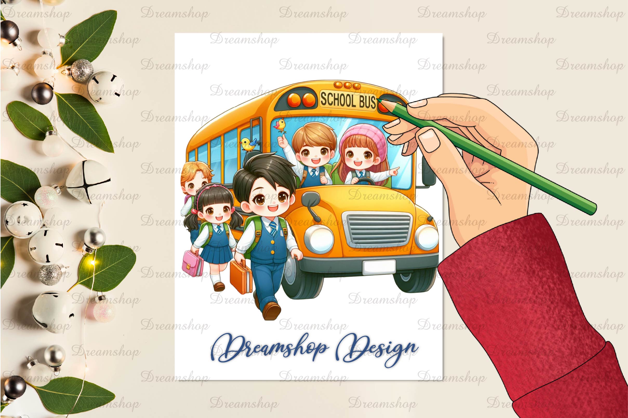 Children Riding On The School Bus Clipart Bundle