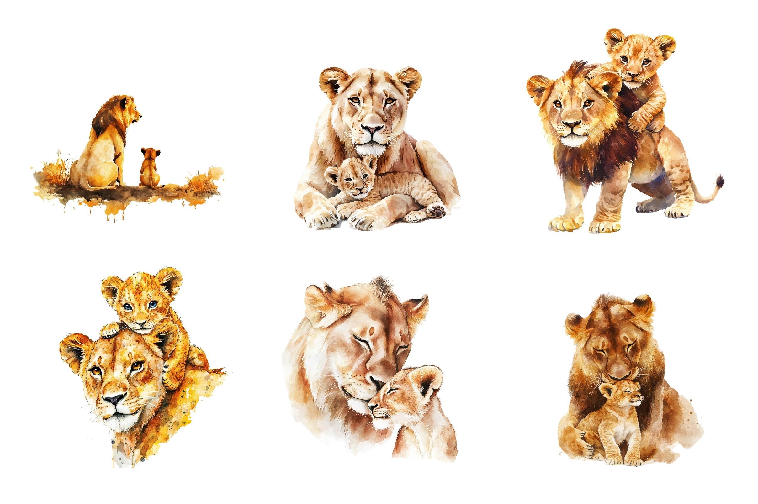 Lioness & Cub Clipart Bundle