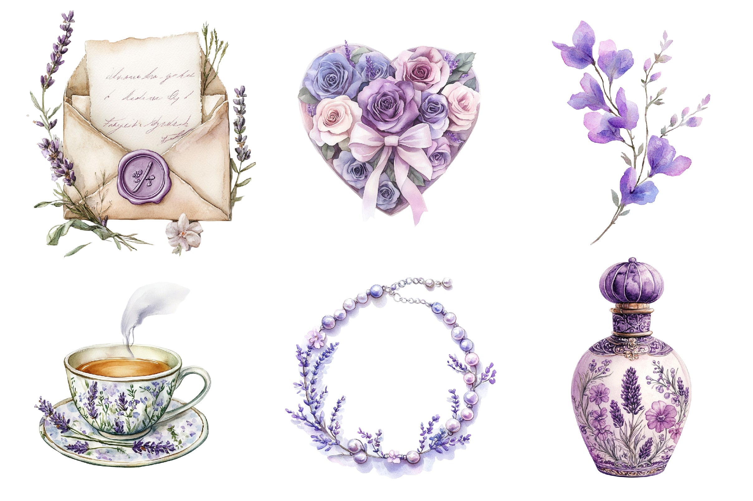 Lavender Mothers Day Clipart Bundle