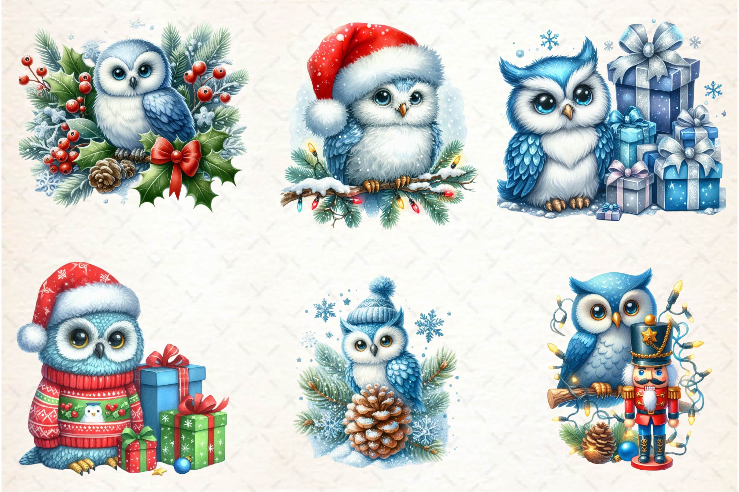 Christmas Owl Clipart Bundle