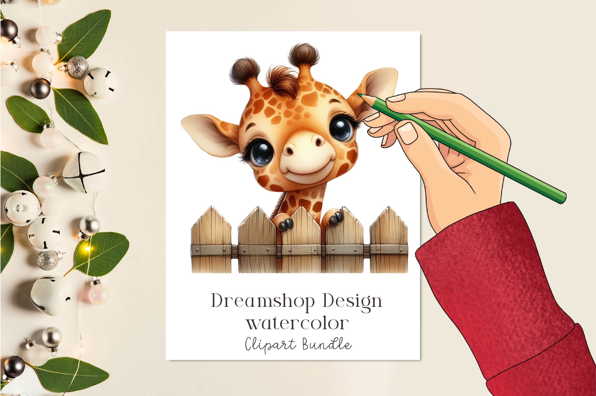 Giraffe Peeking Clipart Bundle
