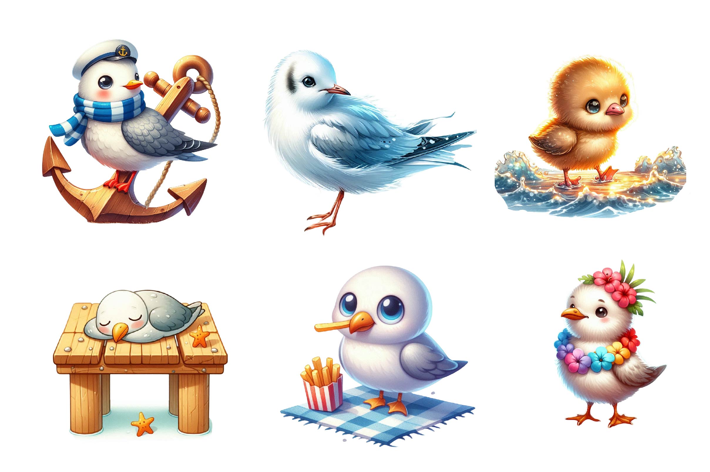 Summer Seagulls Clipart Bundle 1
