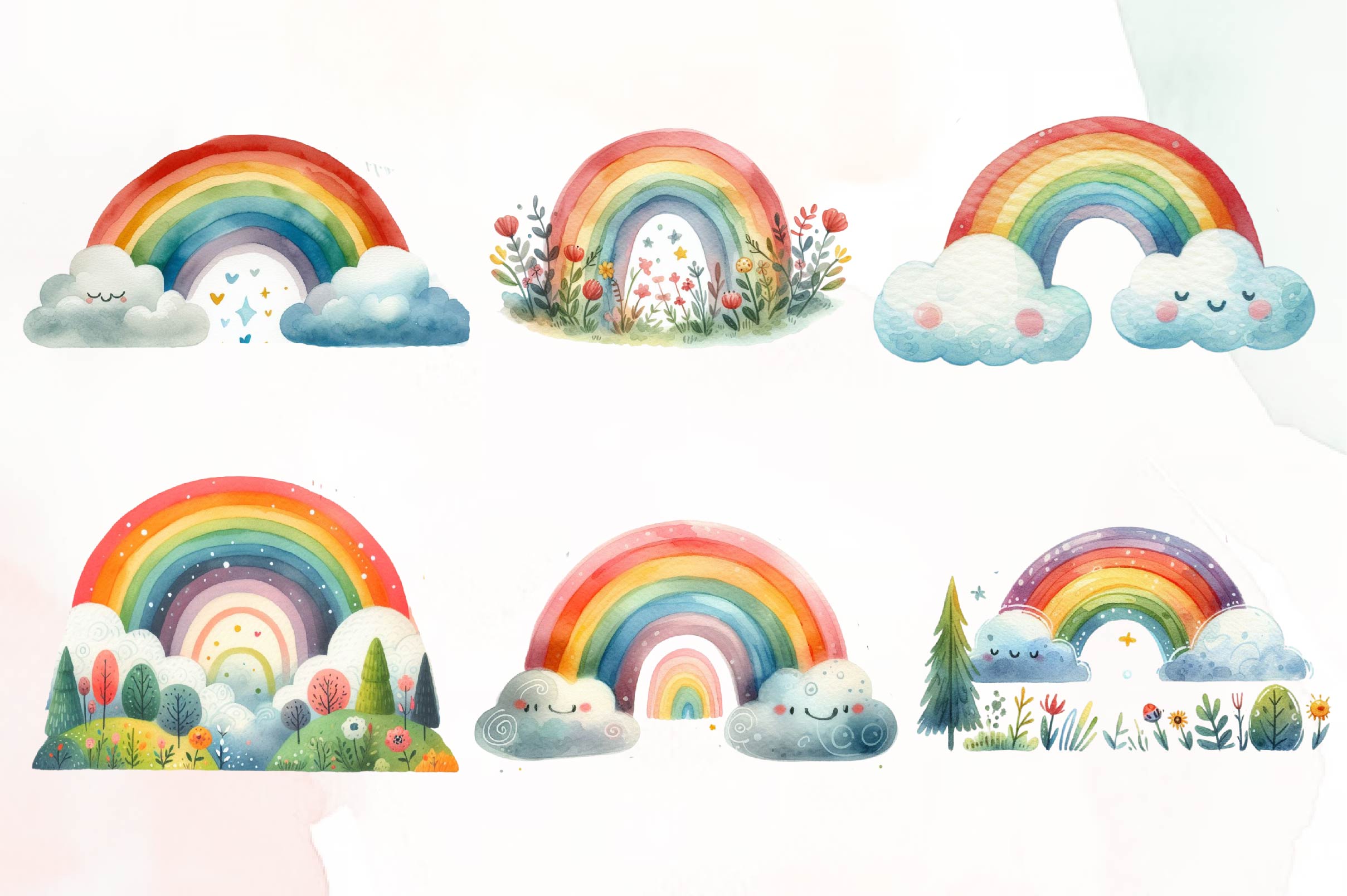 Set Of Rainbow Clipart Bundle