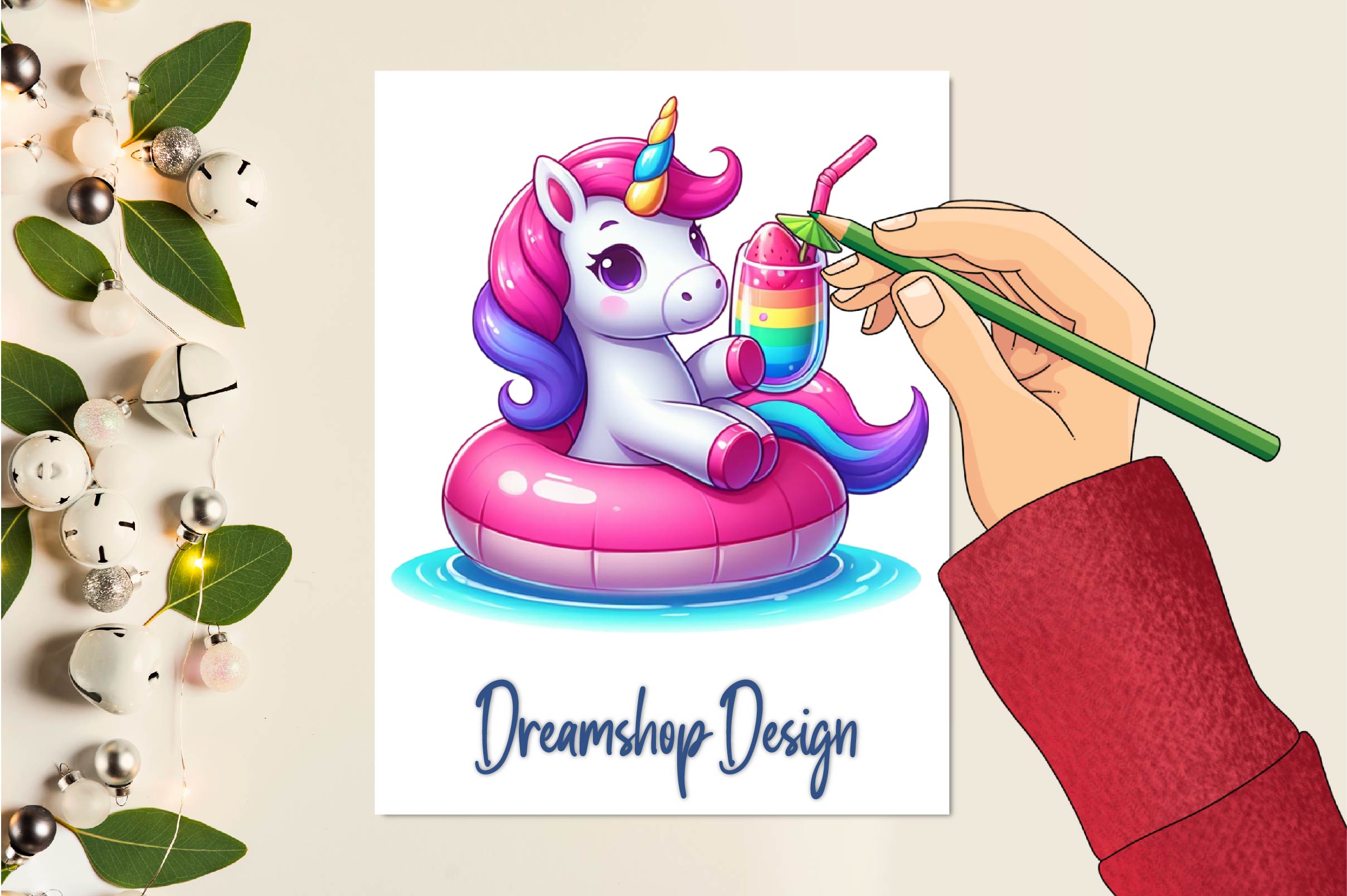 Cute Unicorn Summer Clipart Bundle