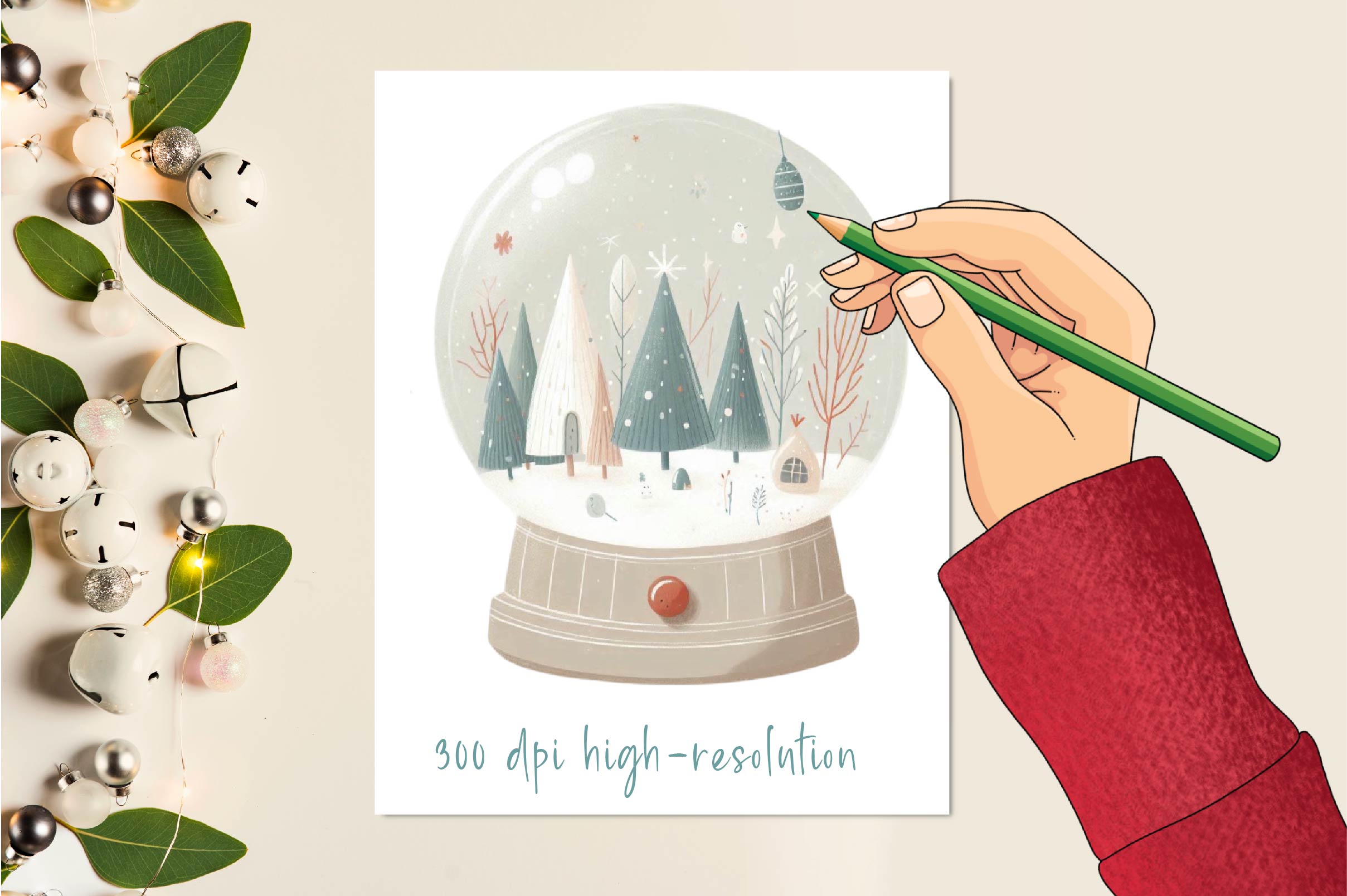 Christmas Snow Globe Clipart Bundle