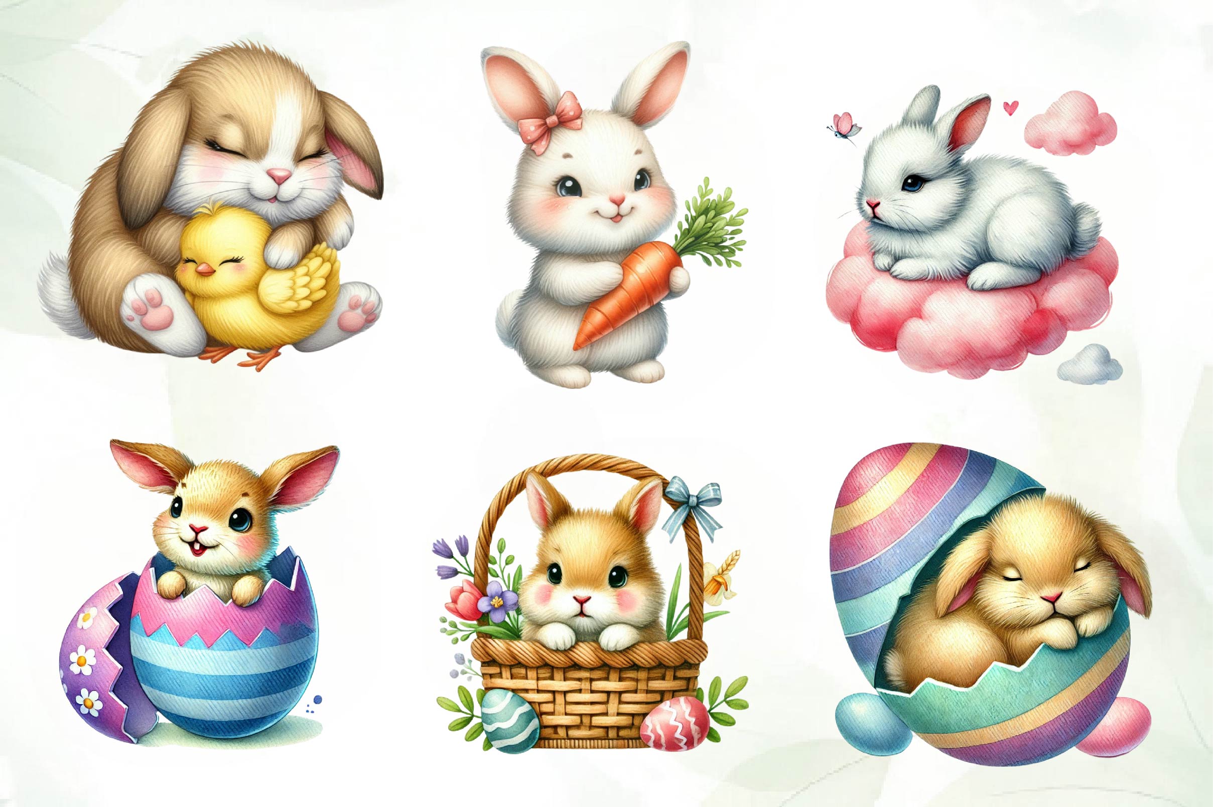 Cute Easter Bunny Clipart Bundle 1