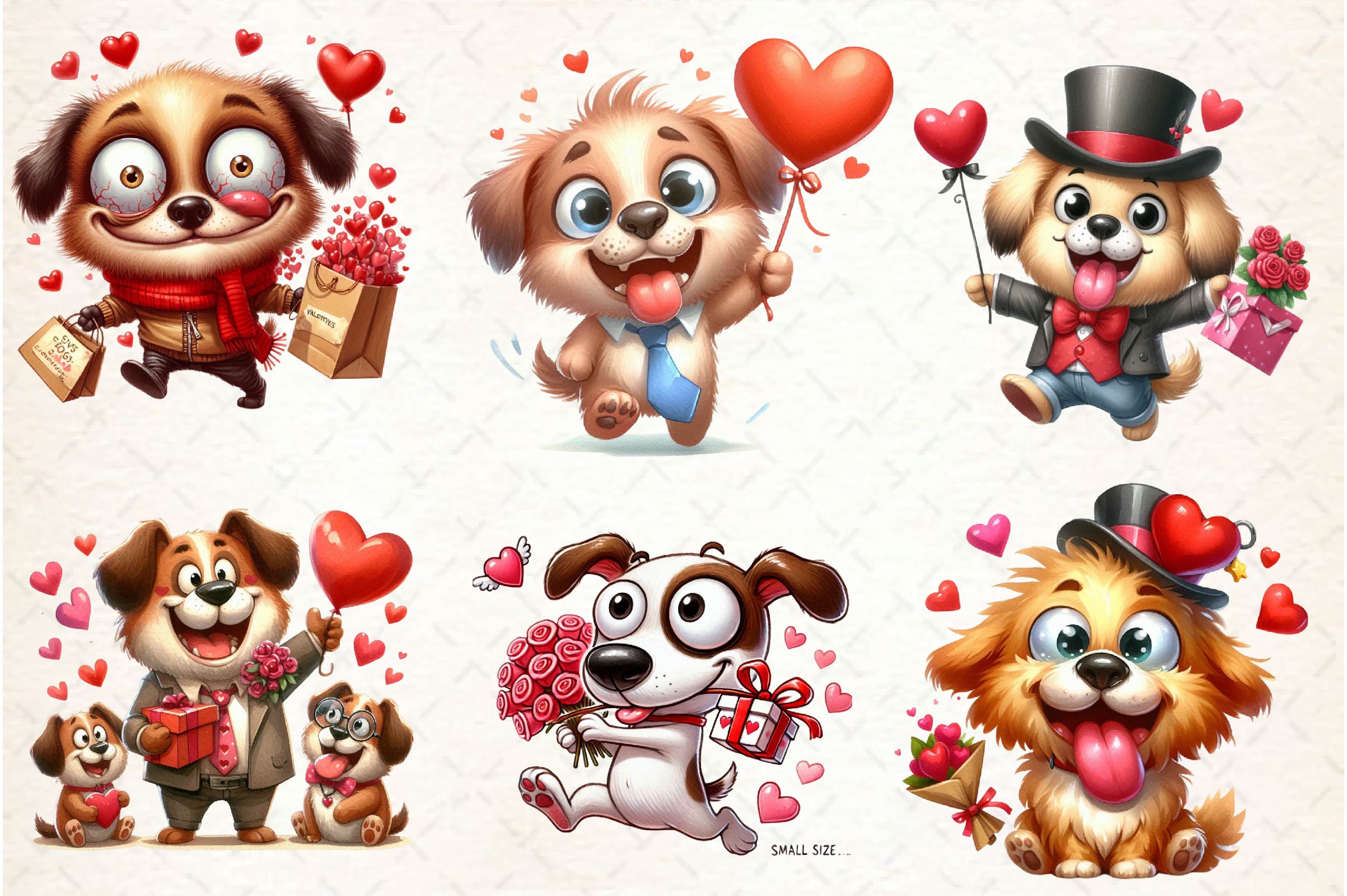 Funny Valentine Dog Clipart Bundle
