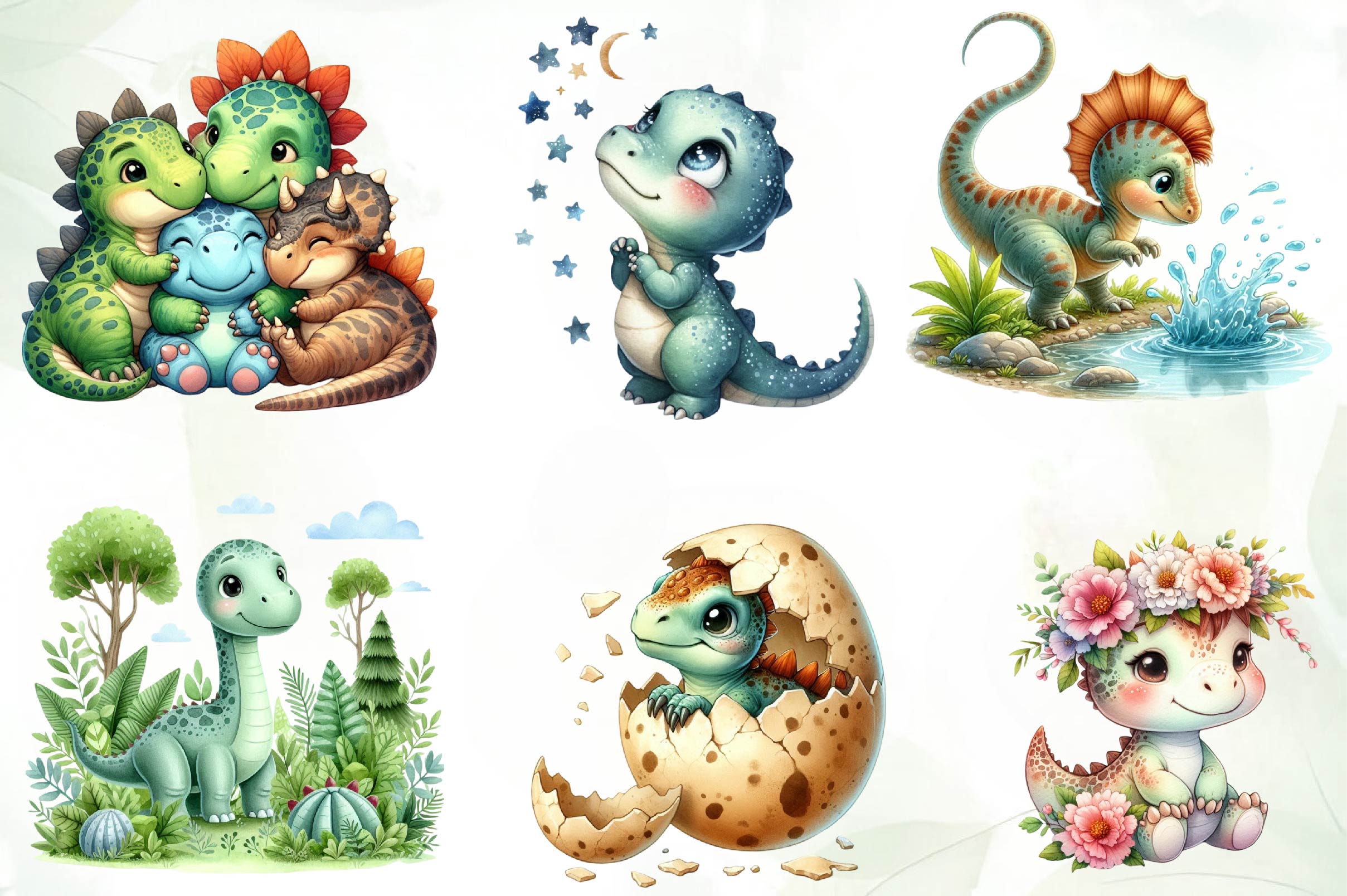 Cute Dinosaur Clipart Bundle