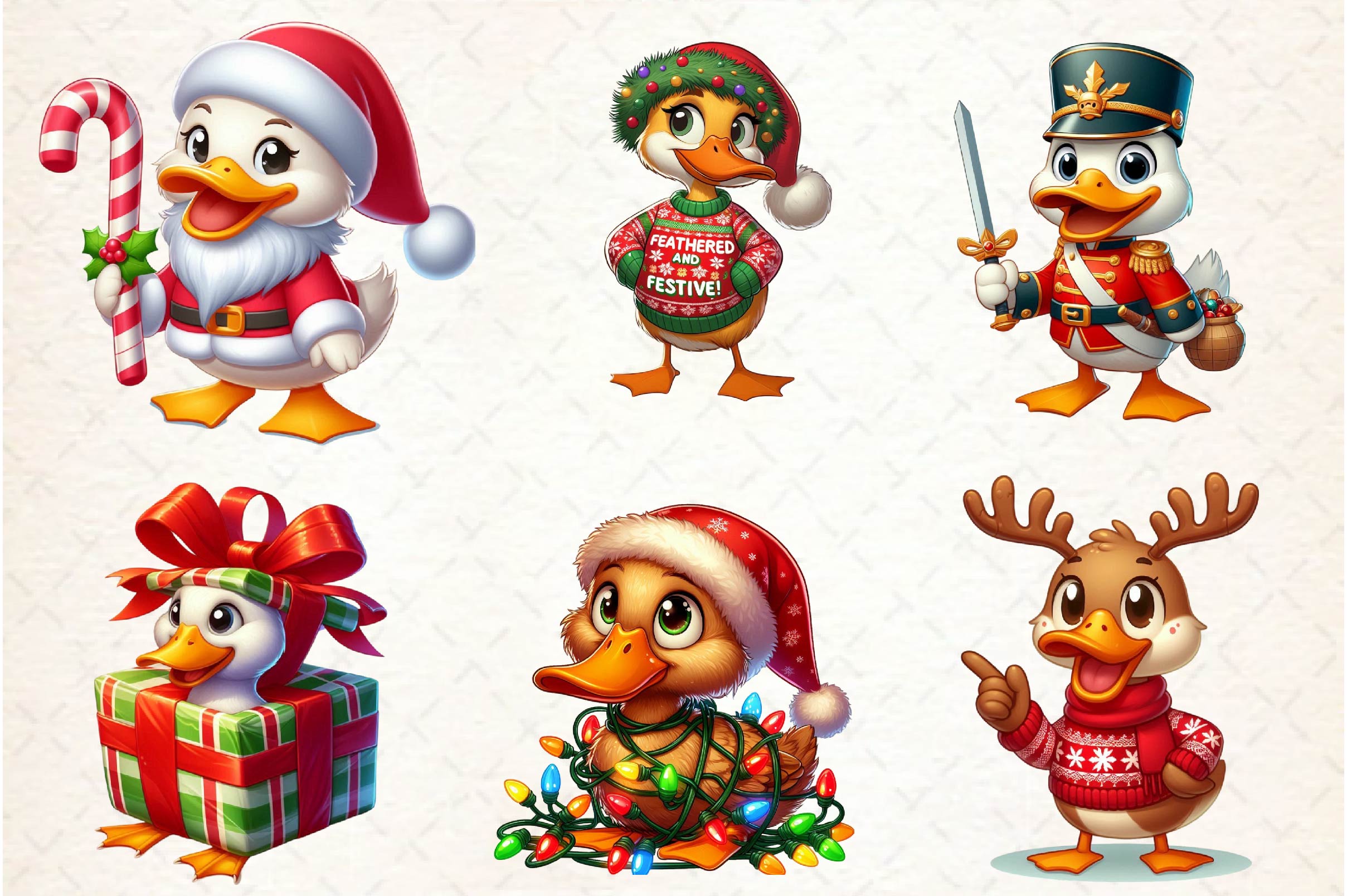 Funny Christmas Duck Clipart Bundle