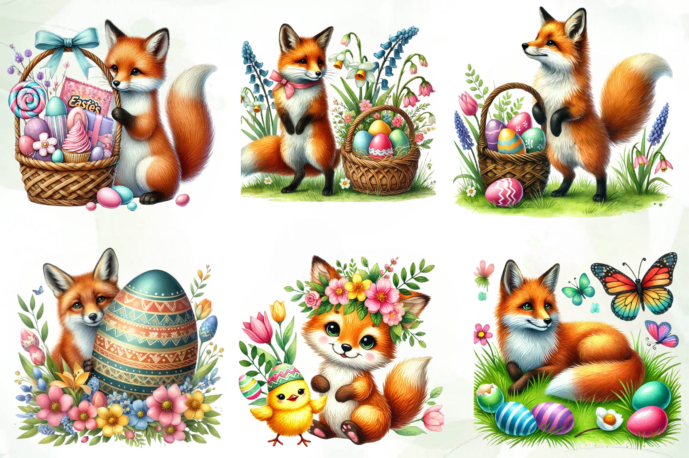 Easter Fox Clipart Bundle