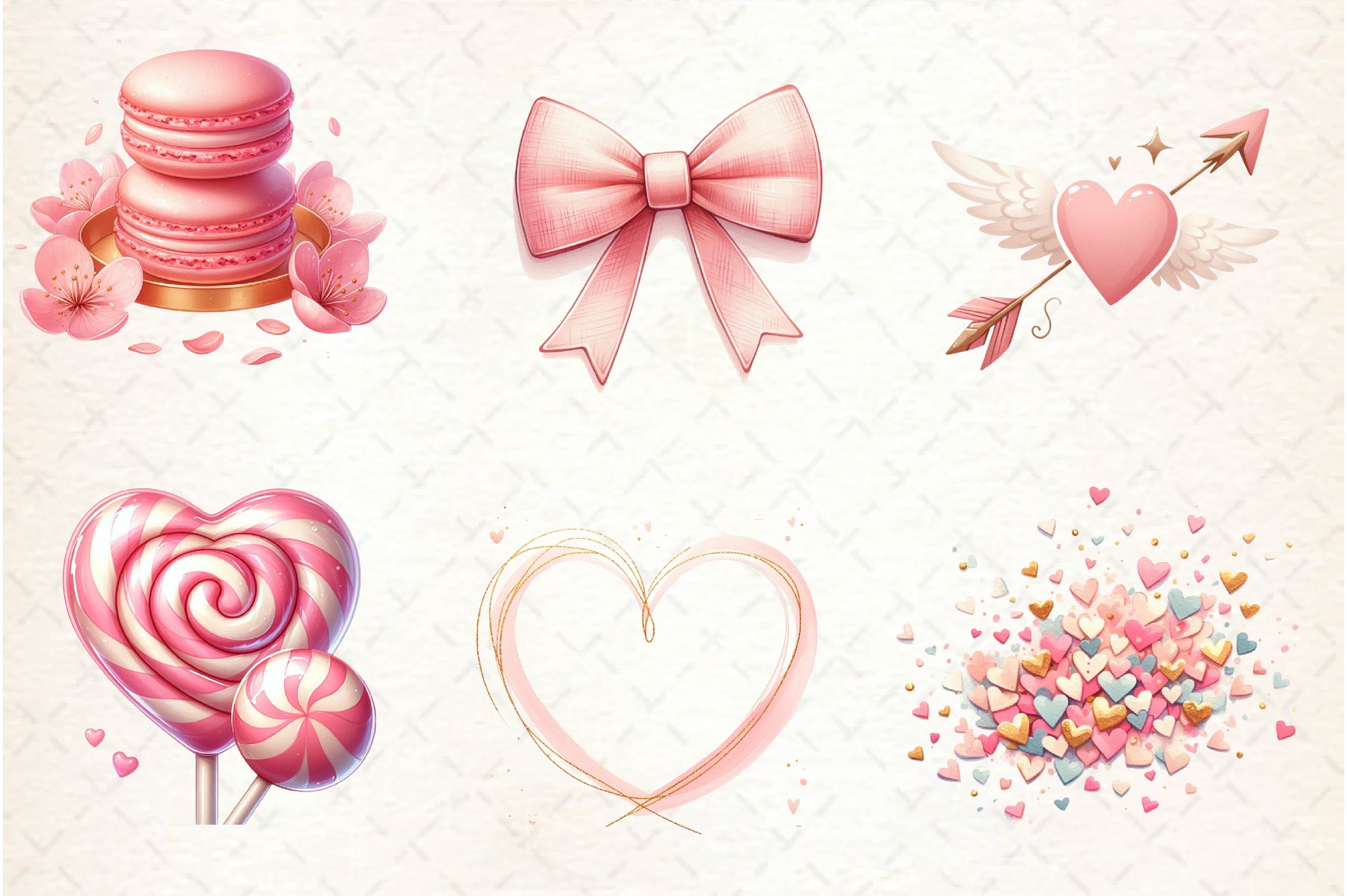 Neutral Pink Valentines Day Clipart Bundle
