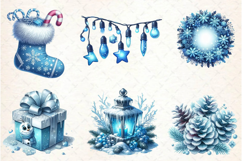 Blue Christmas Clipart Bundle - CraftNest - Digital Crafting and Art