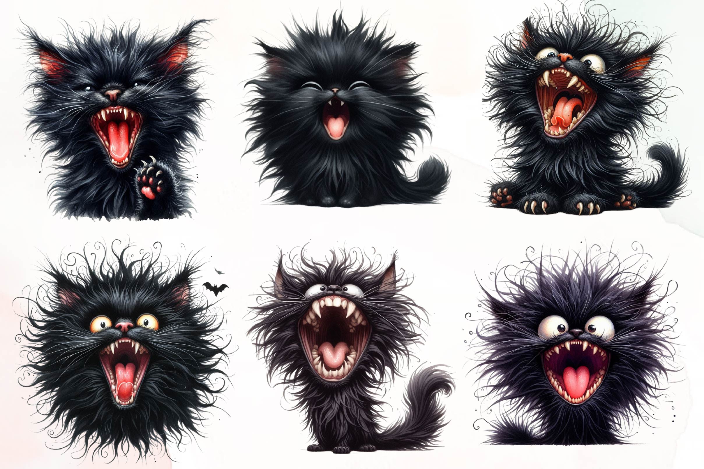 Funny Black Cats Clipart Bundle