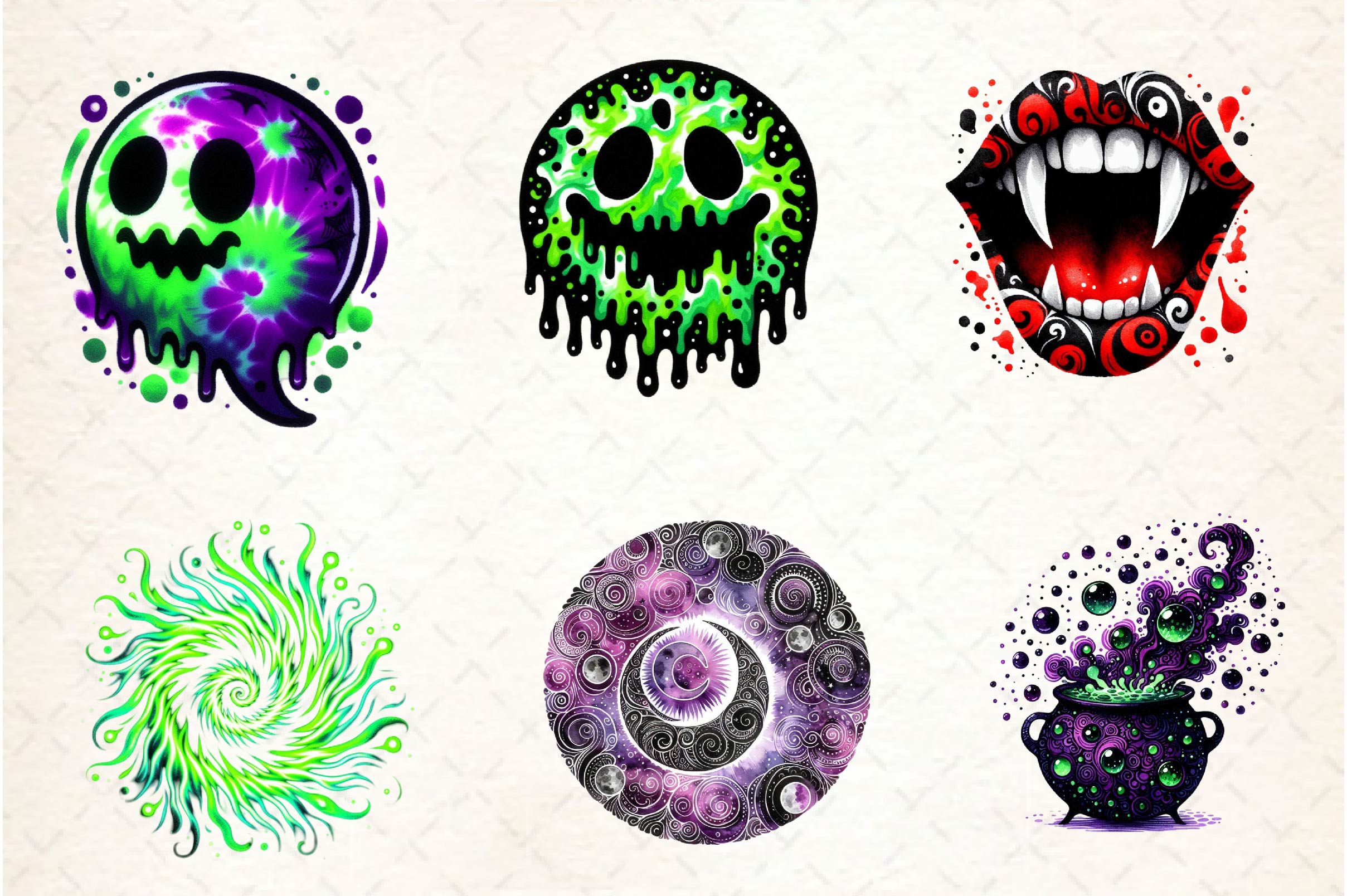 Halloween Tie Dye Clipart Bundle