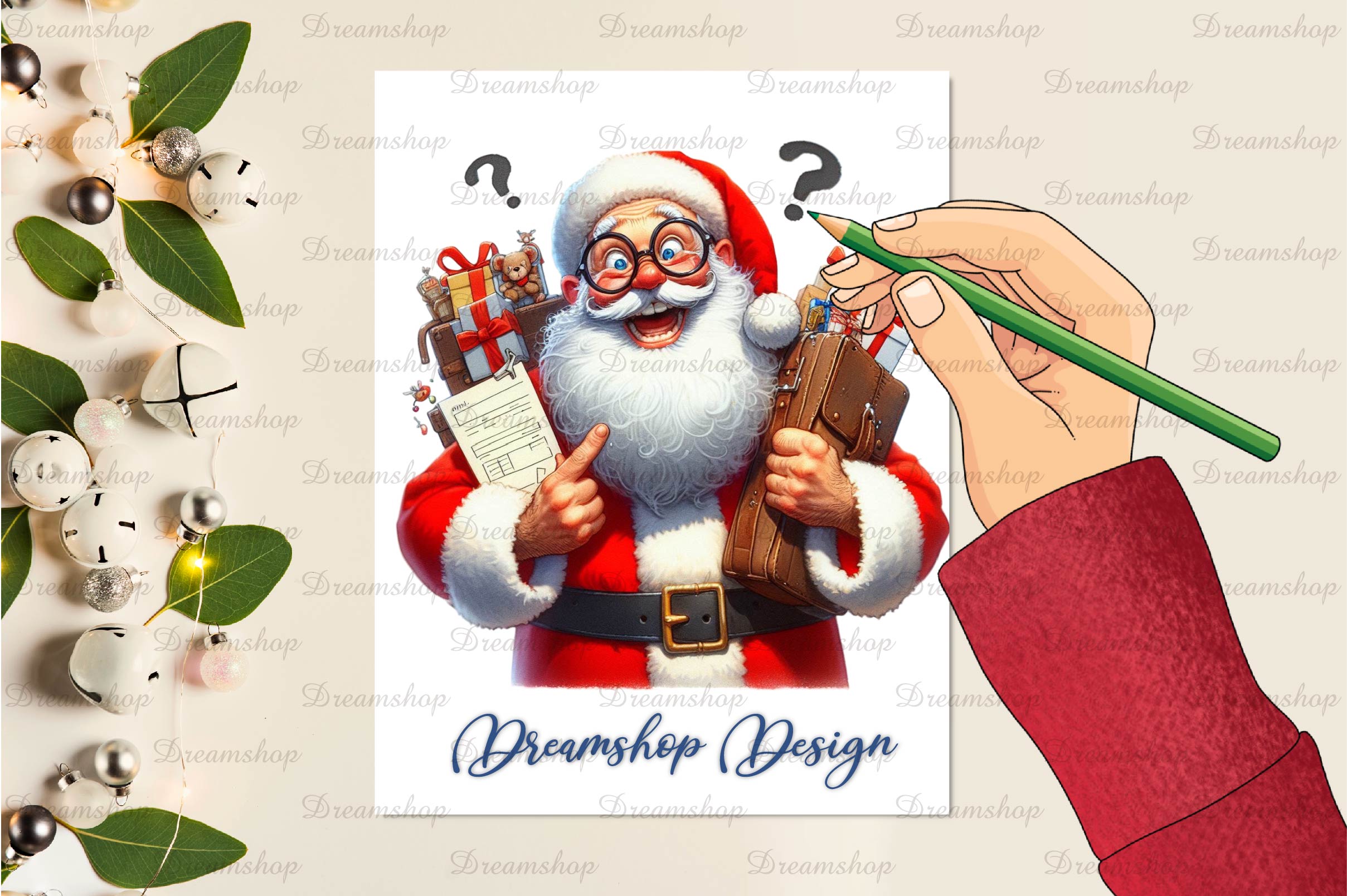 Funny Christmas Santa Clipart Bundle 3